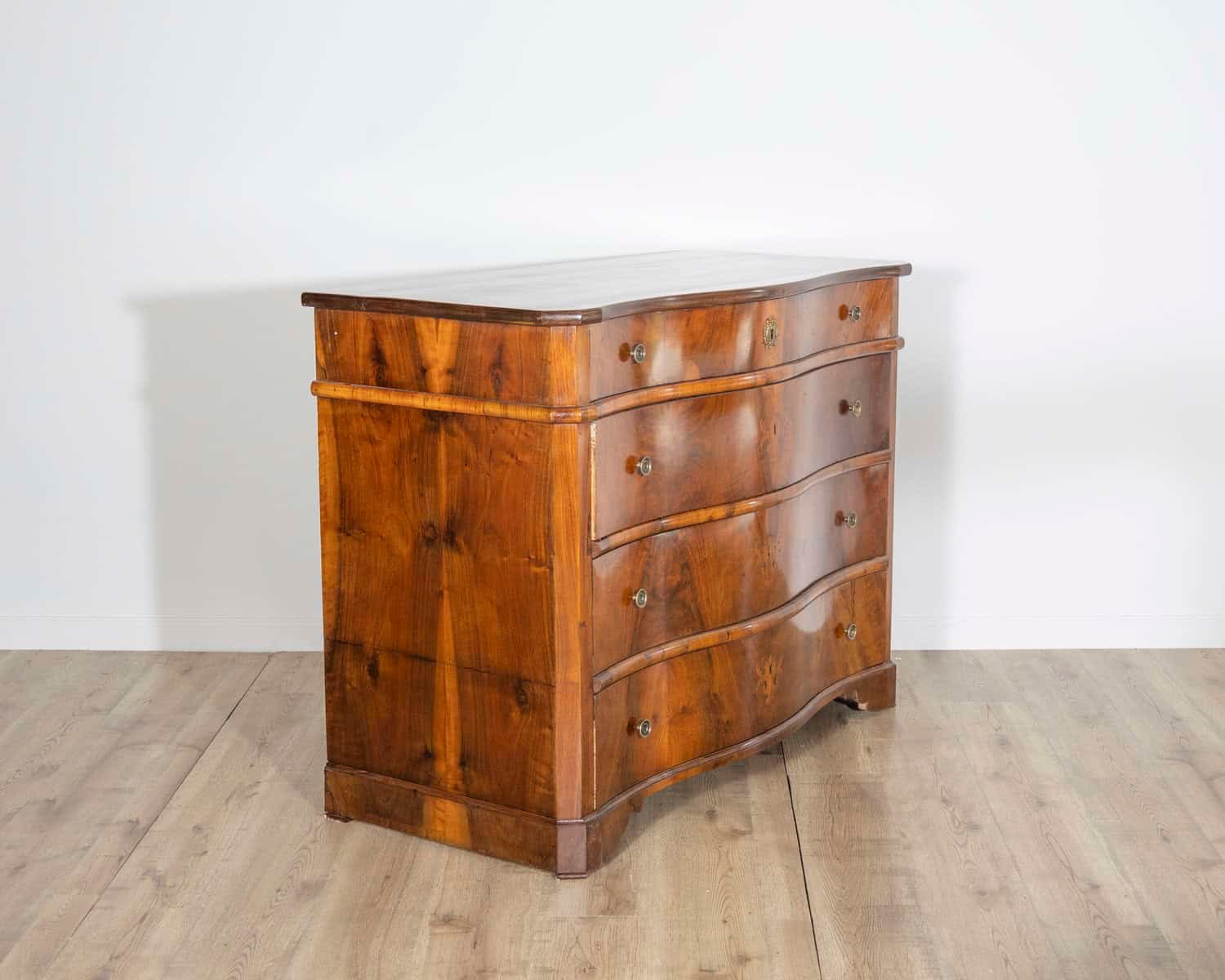 Pair of 18th Century Italian Walnut Commodes with Serpentine Fronts - JAA