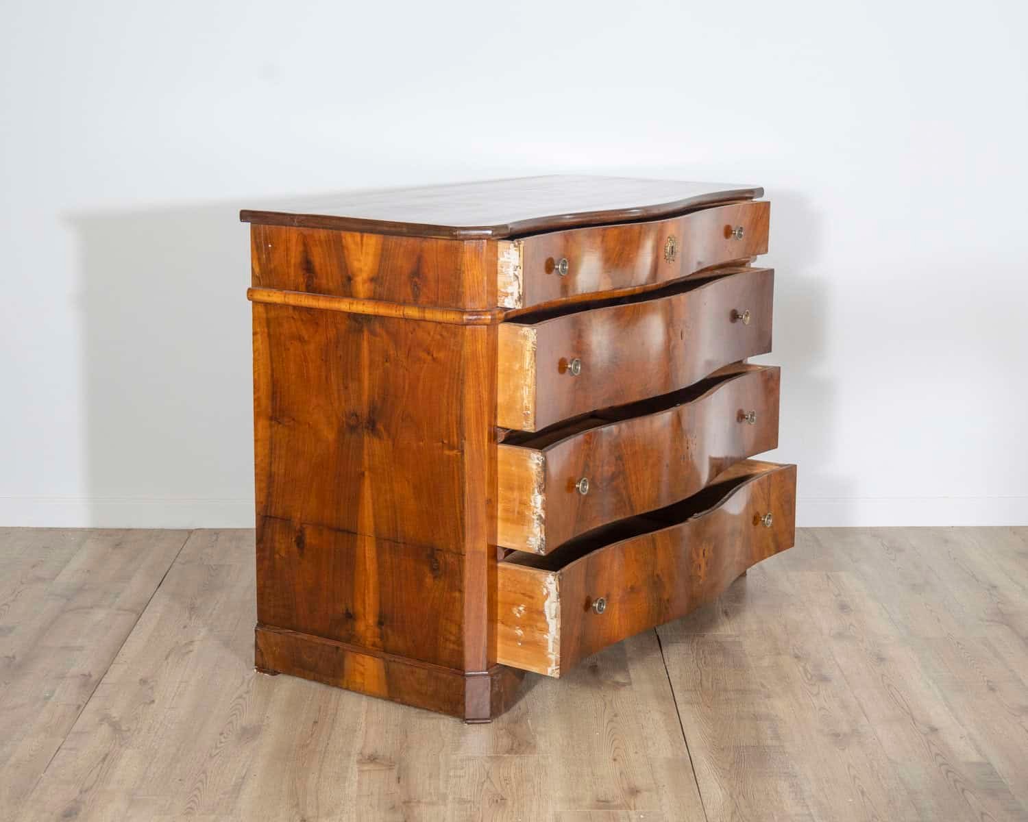 Pair of 18th Century Italian Walnut Commodes with Serpentine Fronts - JAA