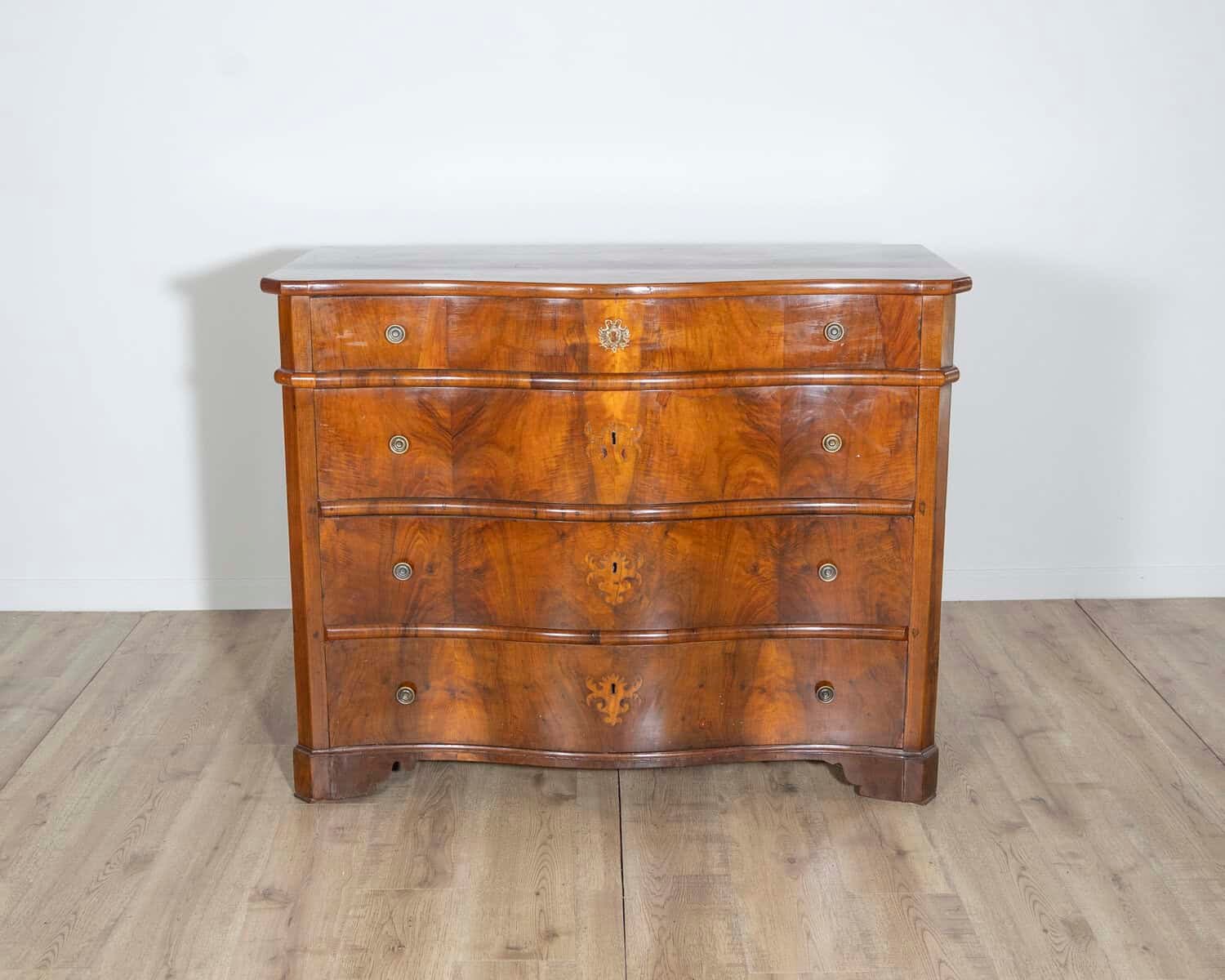 Pair of 18th Century Italian Walnut Commodes with Serpentine Fronts - JAA