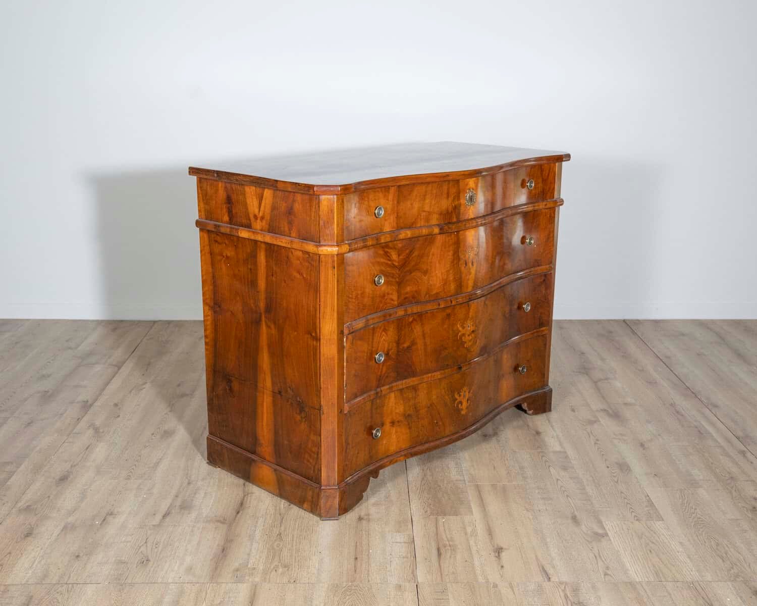 Pair of 18th Century Italian Walnut Commodes with Serpentine Fronts - JAA