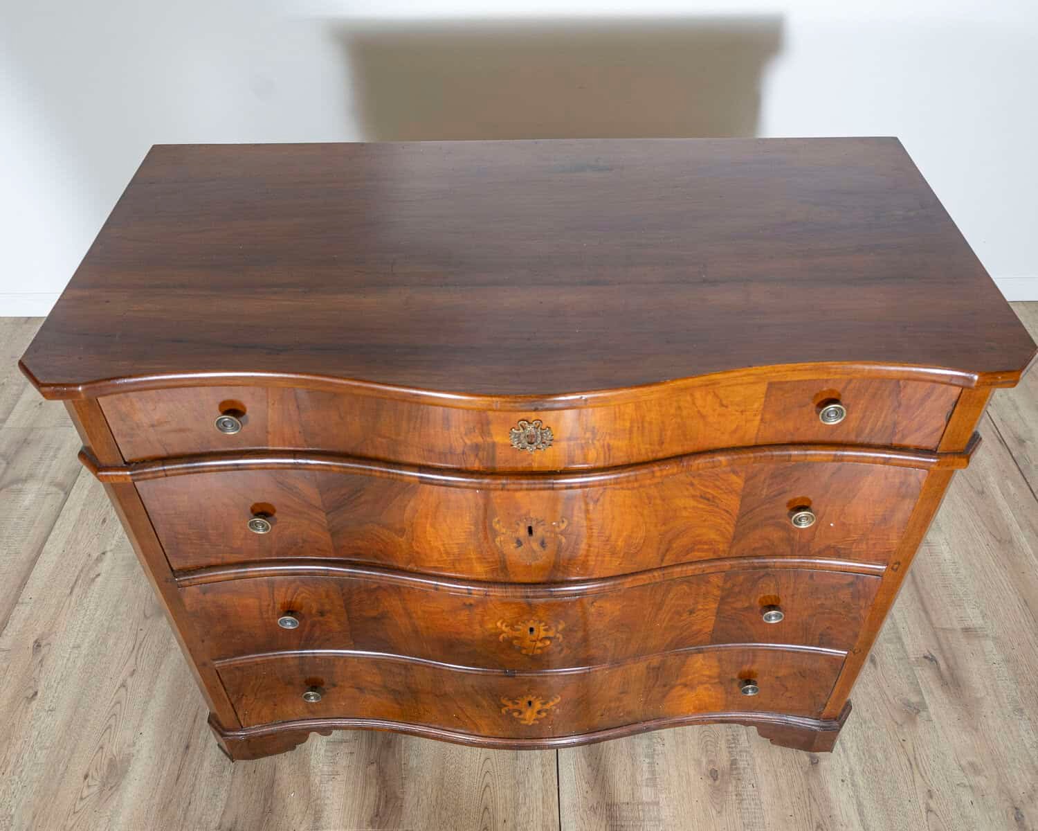 Pair of 18th Century Italian Walnut Commodes with Serpentine Fronts - JAA