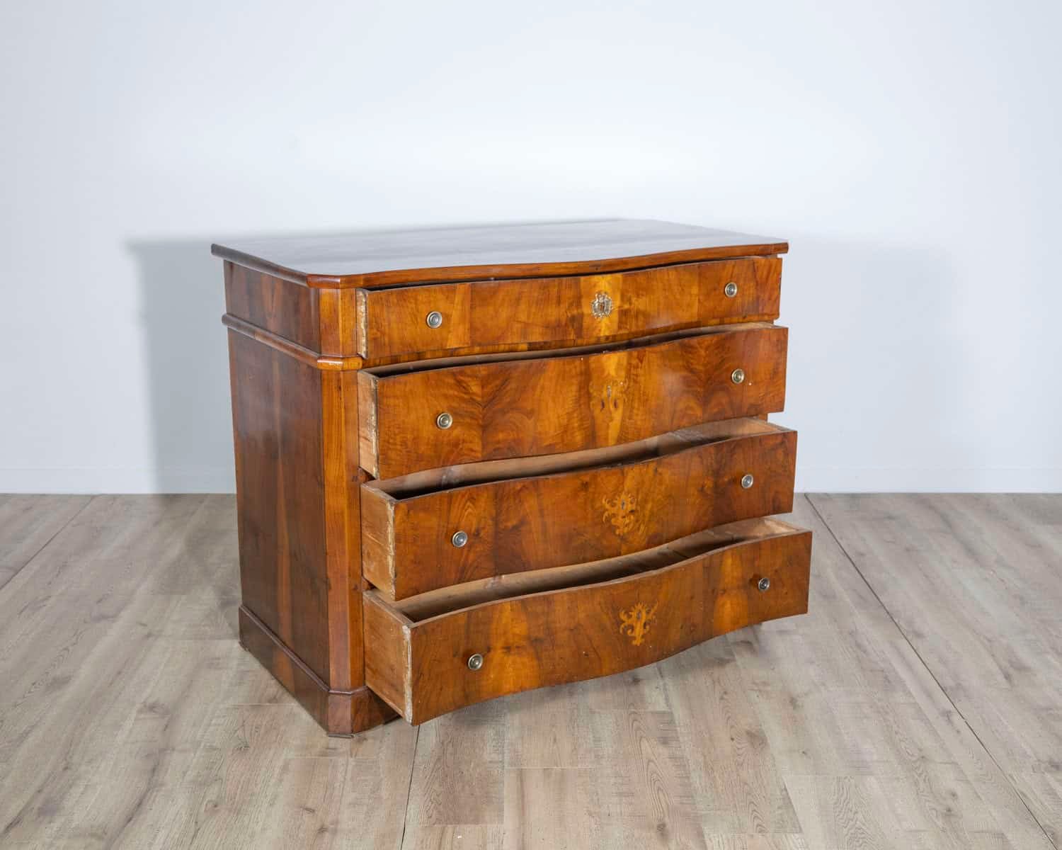 Pair of 18th Century Italian Walnut Commodes with Serpentine Fronts - JAA