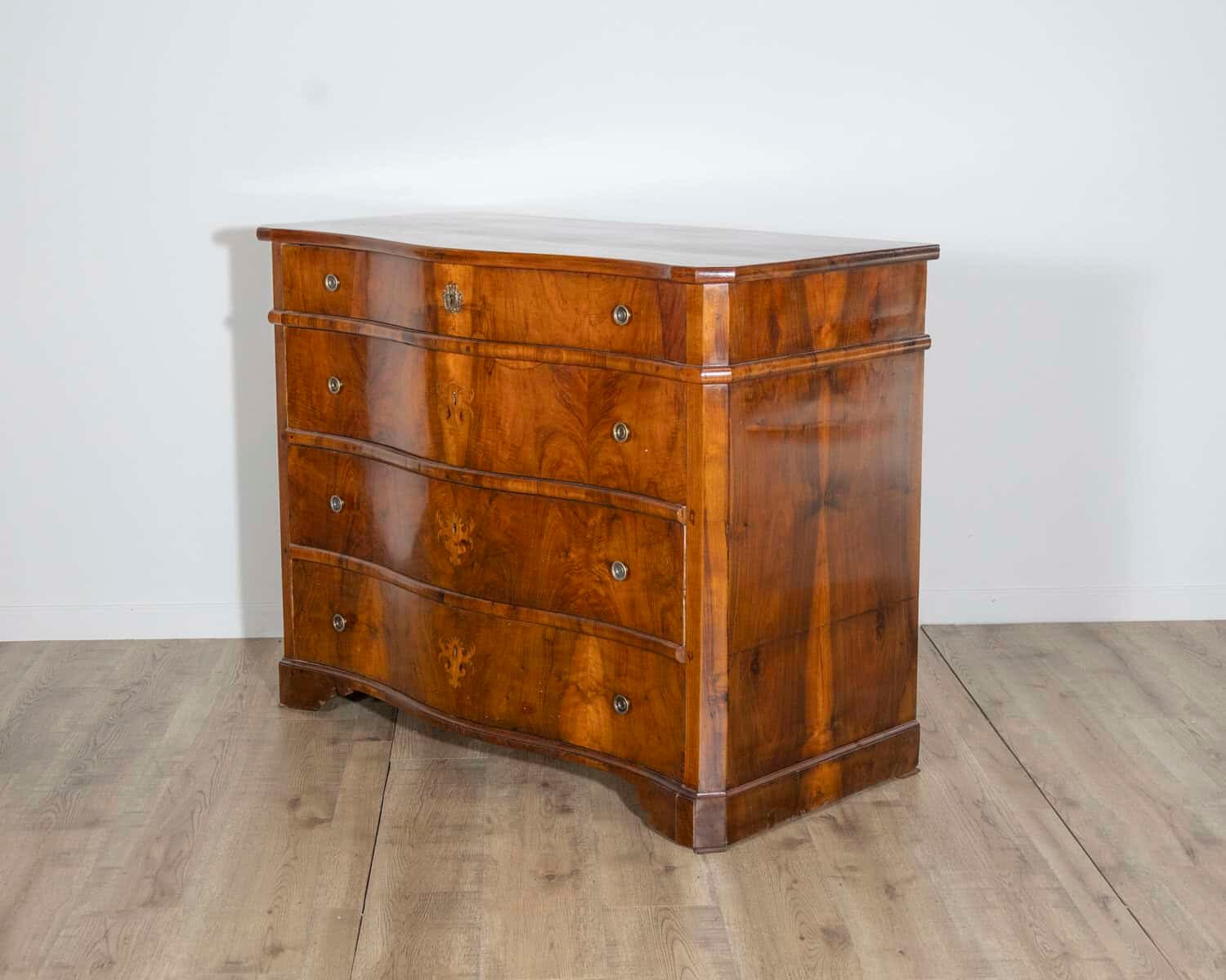 Pair of 18th Century Italian Walnut Commodes with Serpentine Fronts - JAA