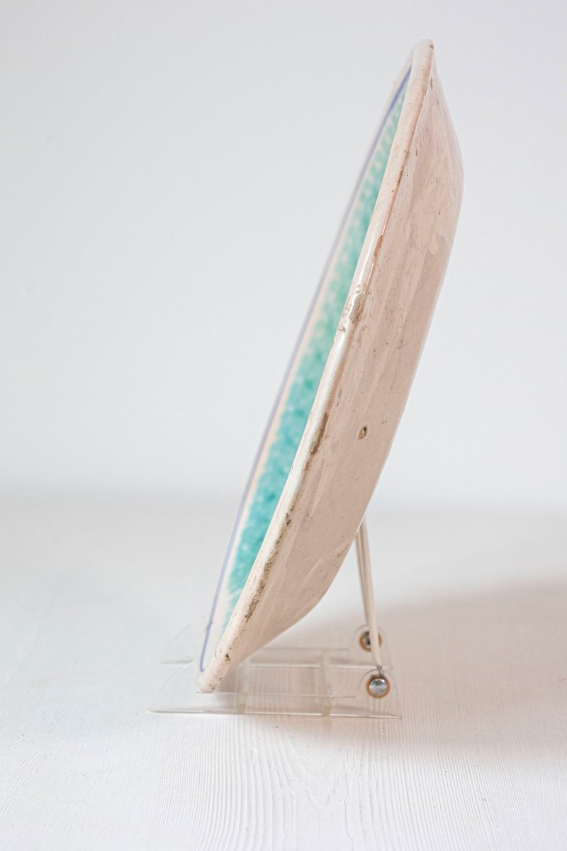 Northern Italian 1910s Pottery Platter with Blue Deer Motif and Weathered Patina - JAA