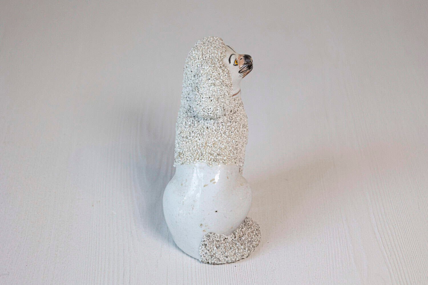 English 19th Century Victorian Split Leg Staffordshire Dog with White Coat - JAA