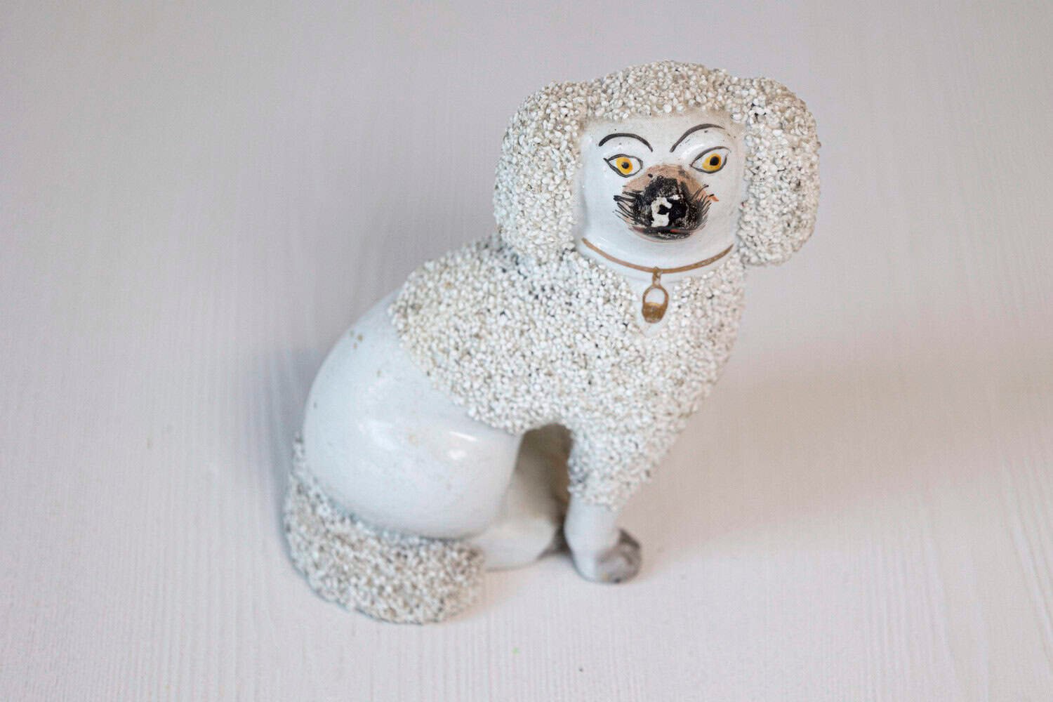 English 19th Century Victorian Split Leg Staffordshire Dog with White Coat - JAA