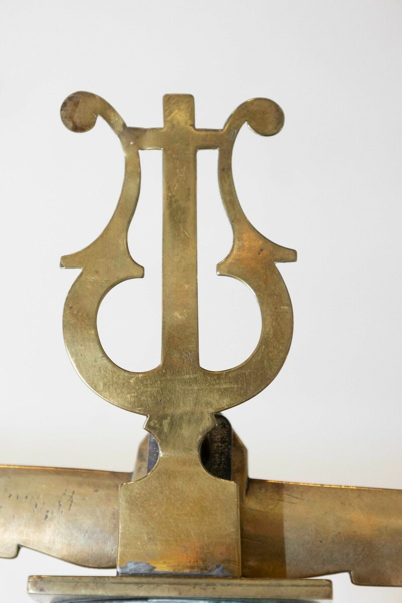 English 19th Century Brass Herbalist Scale with Central Column and Lyre Motif - JAA