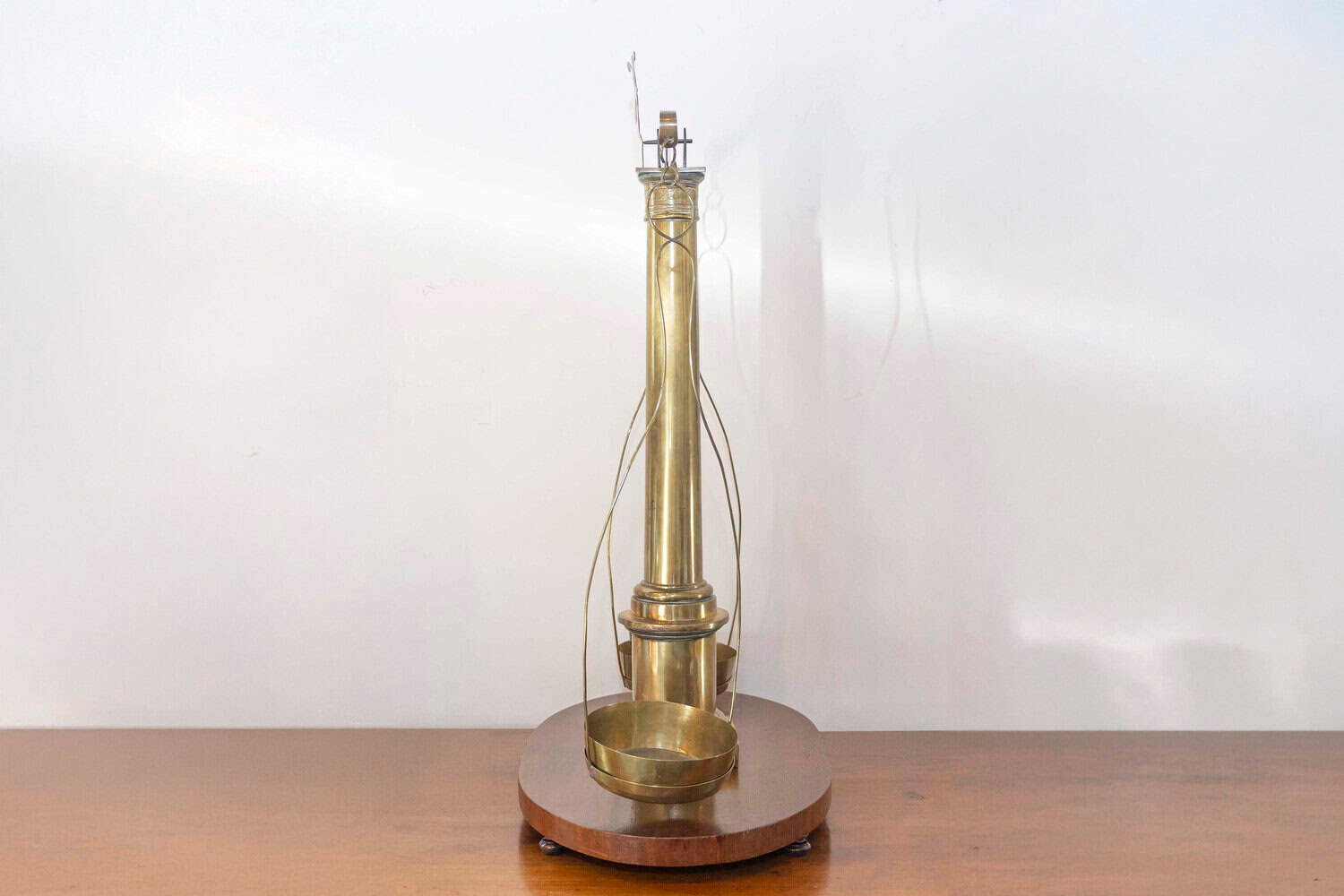 English 19th Century Brass Herbalist Scale with Central Column and Lyre Motif - JAA