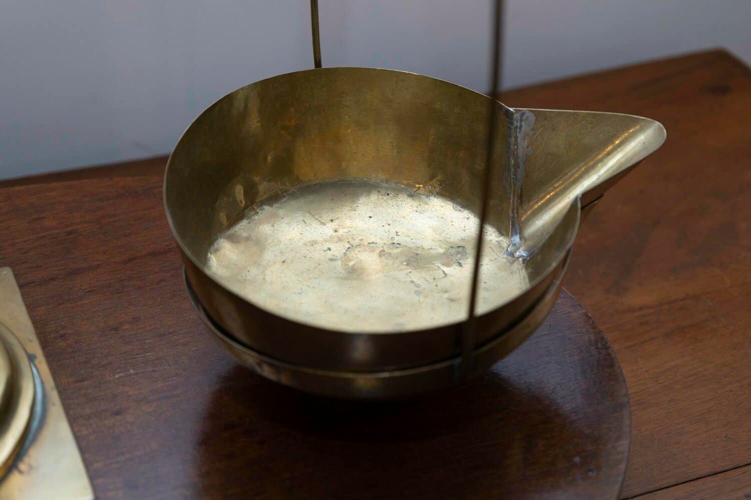 English 19th Century Brass Herbalist Scale with Central Column and Lyre Motif - JAA