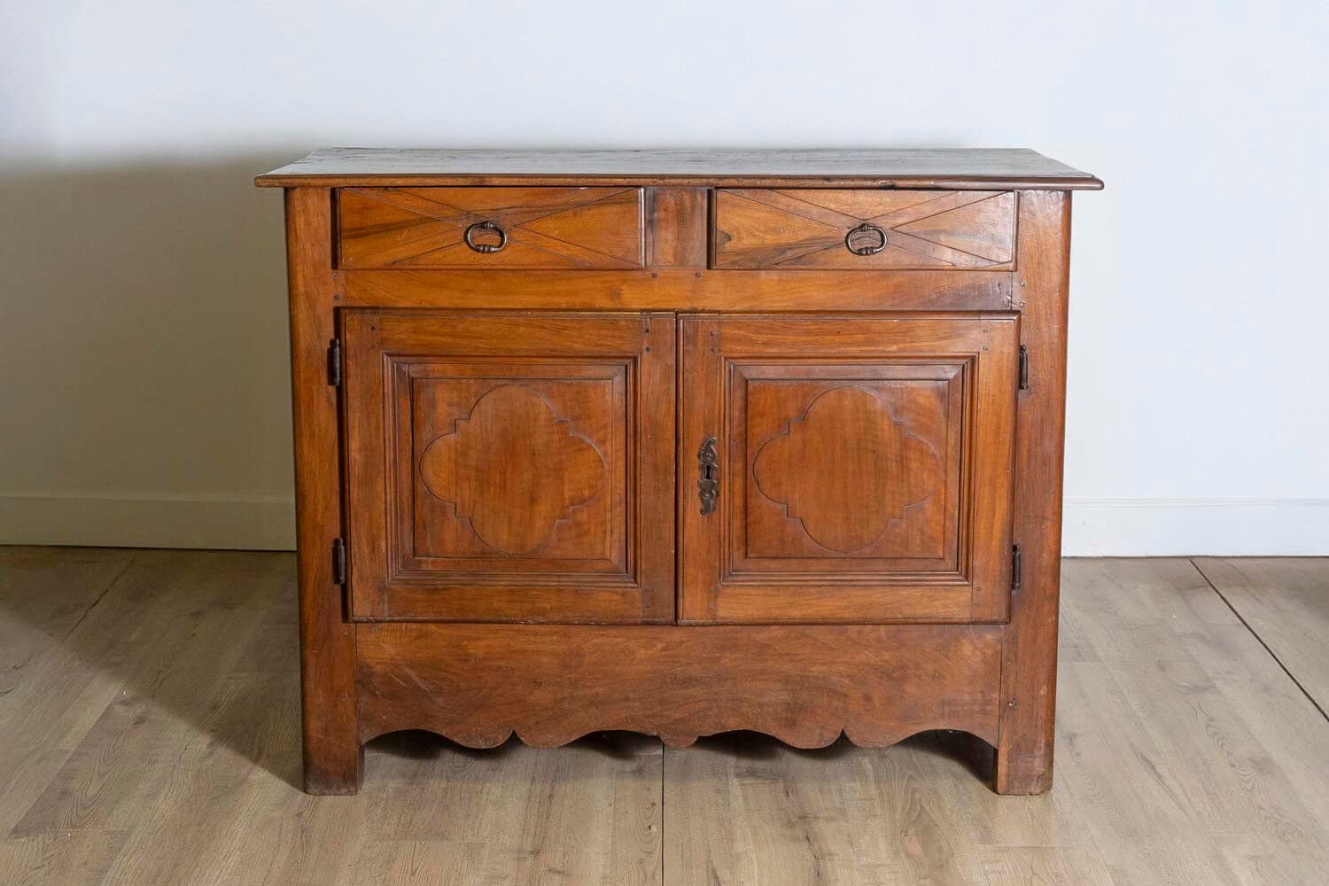 Louis XIV Period 18th Century Walnut Buffet with Carved Quatrefoil Motifs - JAA