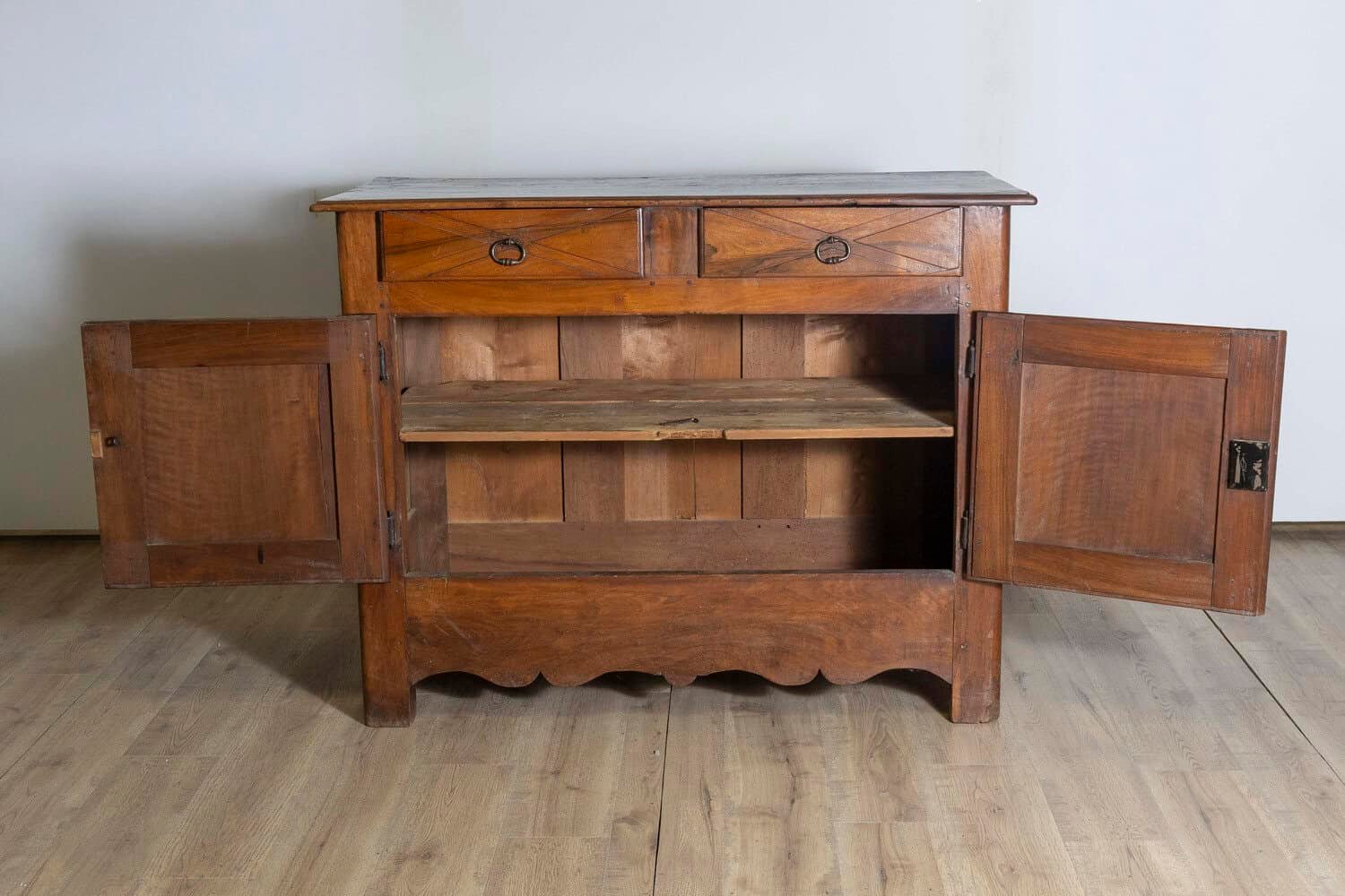 Louis XIV Period 18th Century Walnut Buffet with Carved Quatrefoil Motifs - JAA