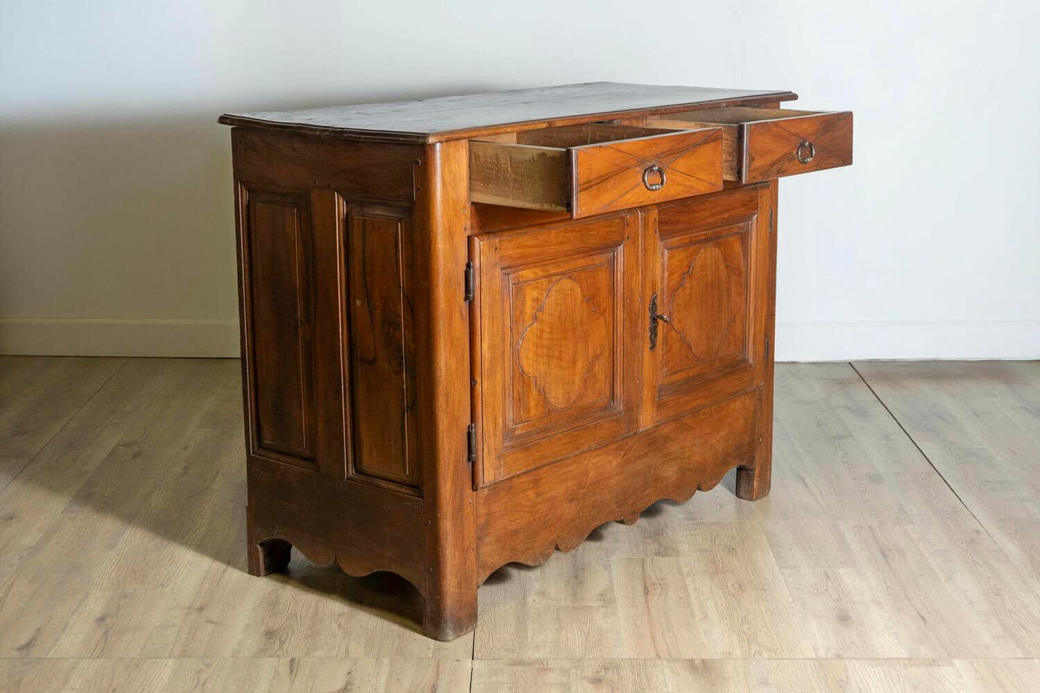 Louis XIV Period 18th Century Walnut Buffet with Carved Quatrefoil Motifs - JAA