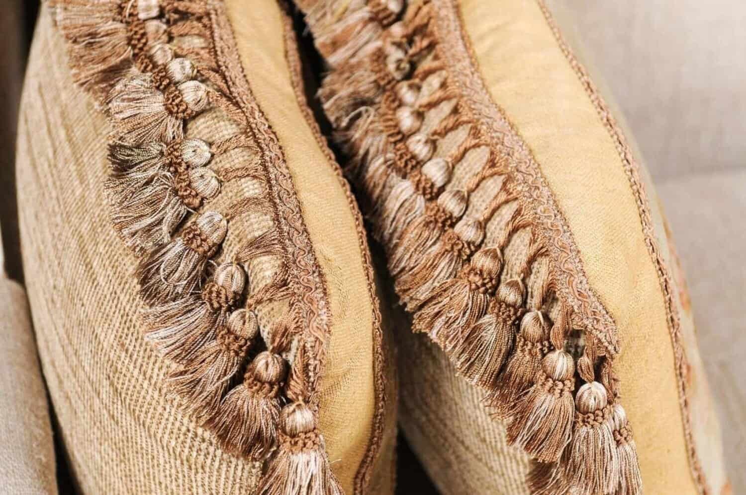 Pair of French 19th Century Aubusson Tapestry Pillows with Roses and Tassels - JAA