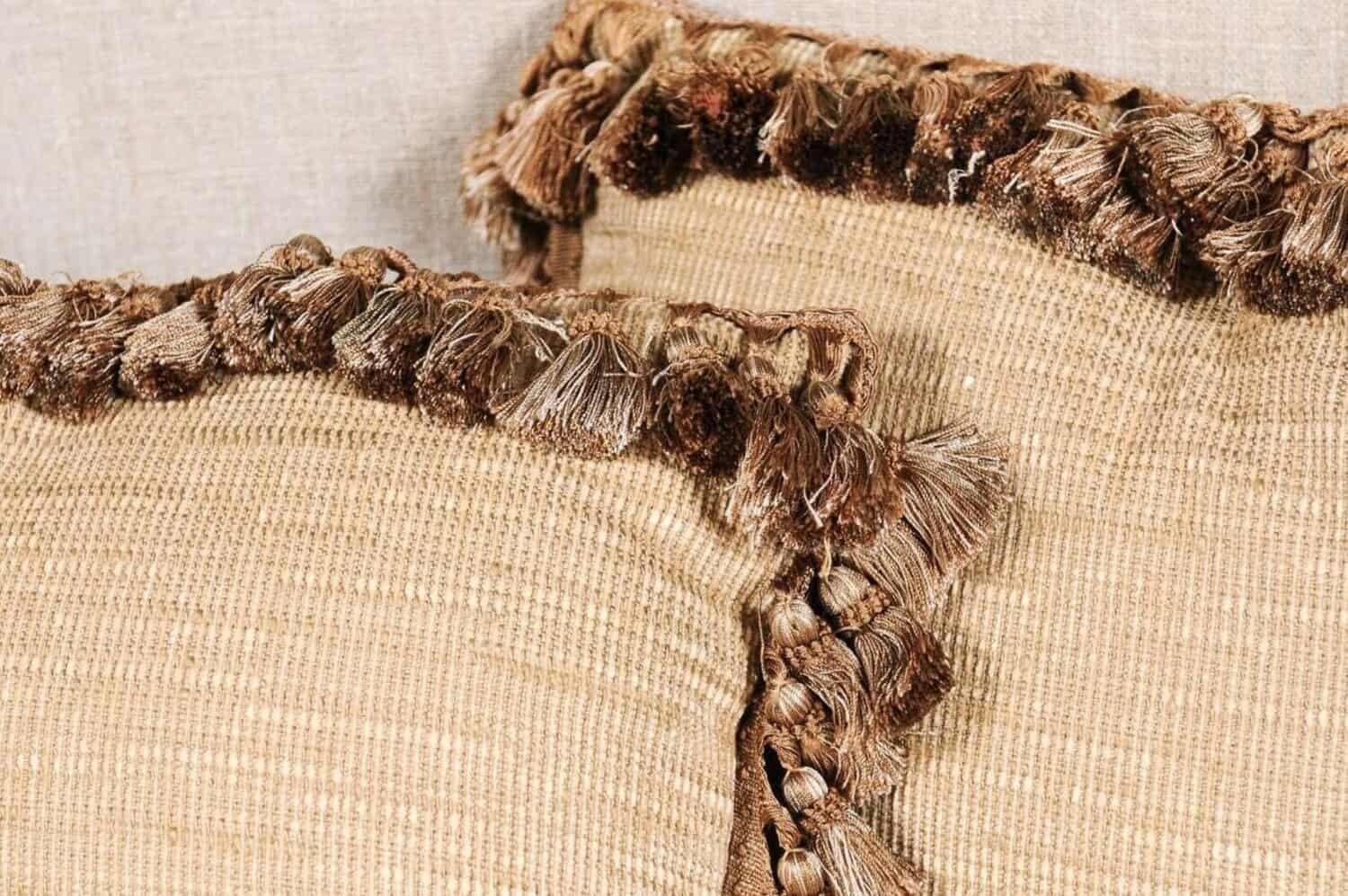 Pair of French 19th Century Aubusson Tapestry Pillows with Roses and Tassels - JAA