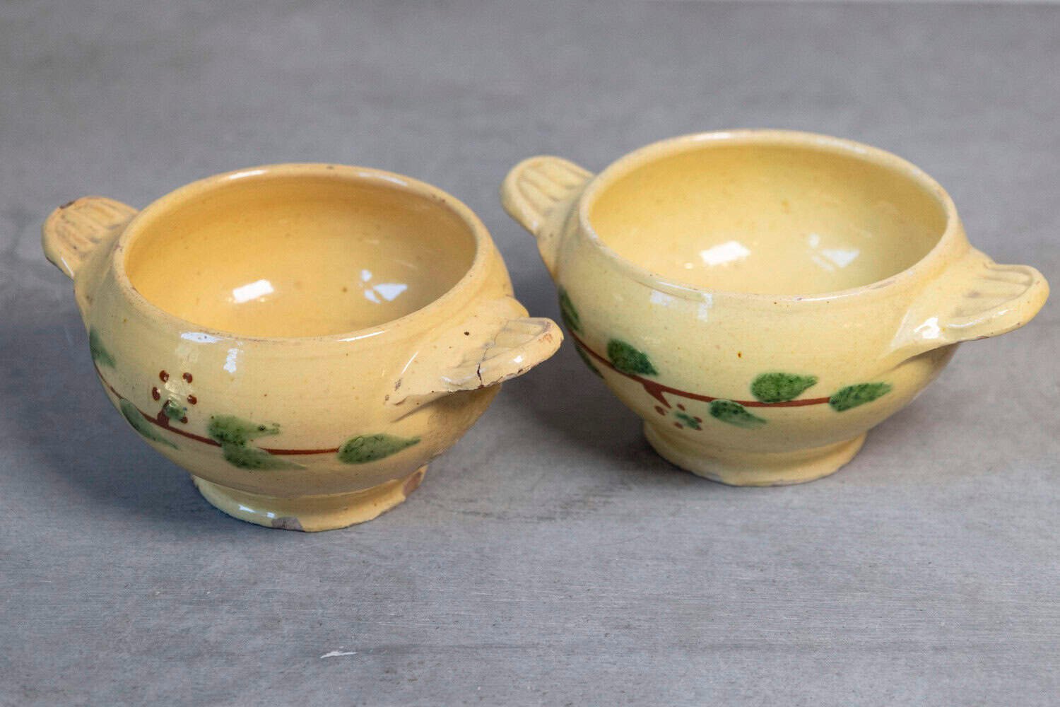 Eastern French 19th Century Yellow Glazed Pottery Bowls from Innimont - JAA
