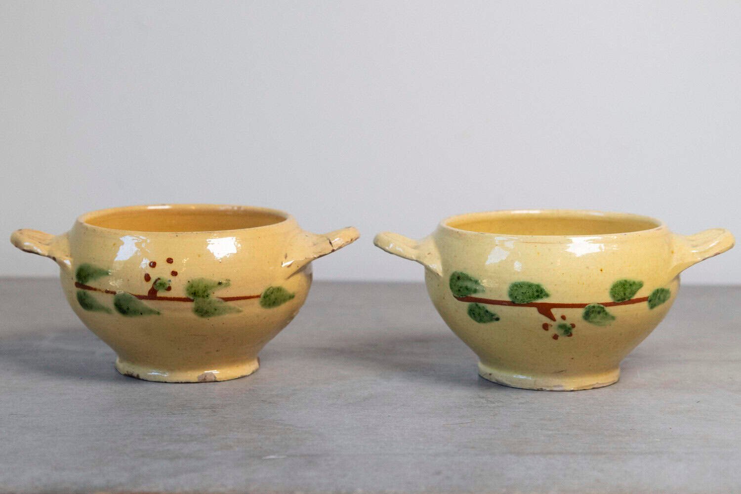 Eastern French 19th Century Yellow Glazed Pottery Bowls from Innimont - JAA
