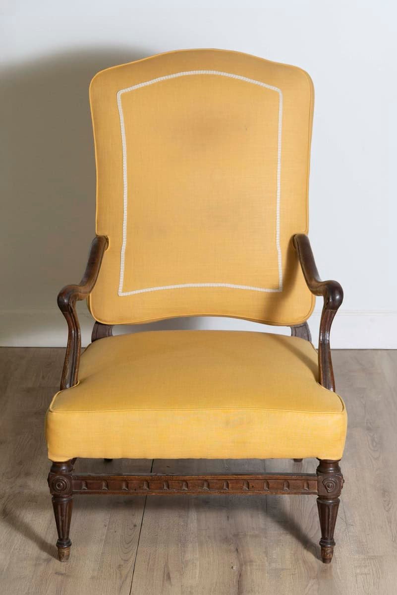 18th Century French Transition Period Walnut Armchair with Scrolling Arms - JAA