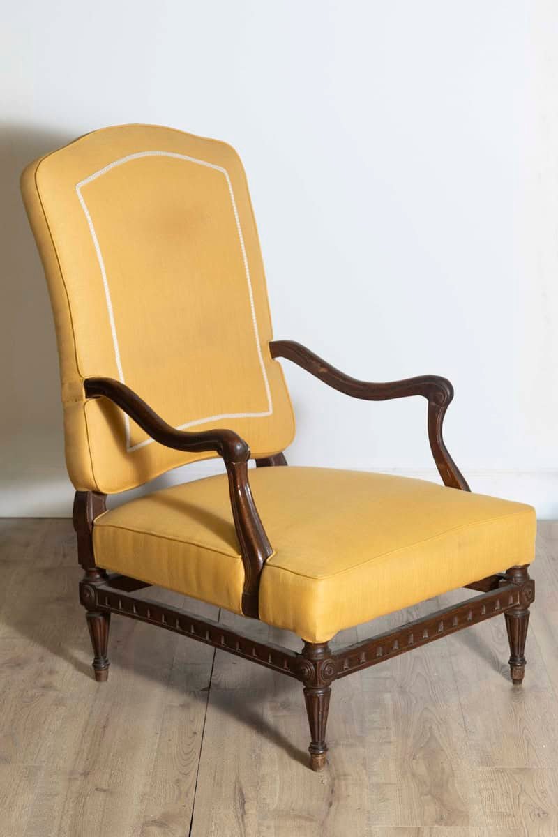 18th Century French Transition Period Walnut Armchair with Scrolling Arms - JAA
