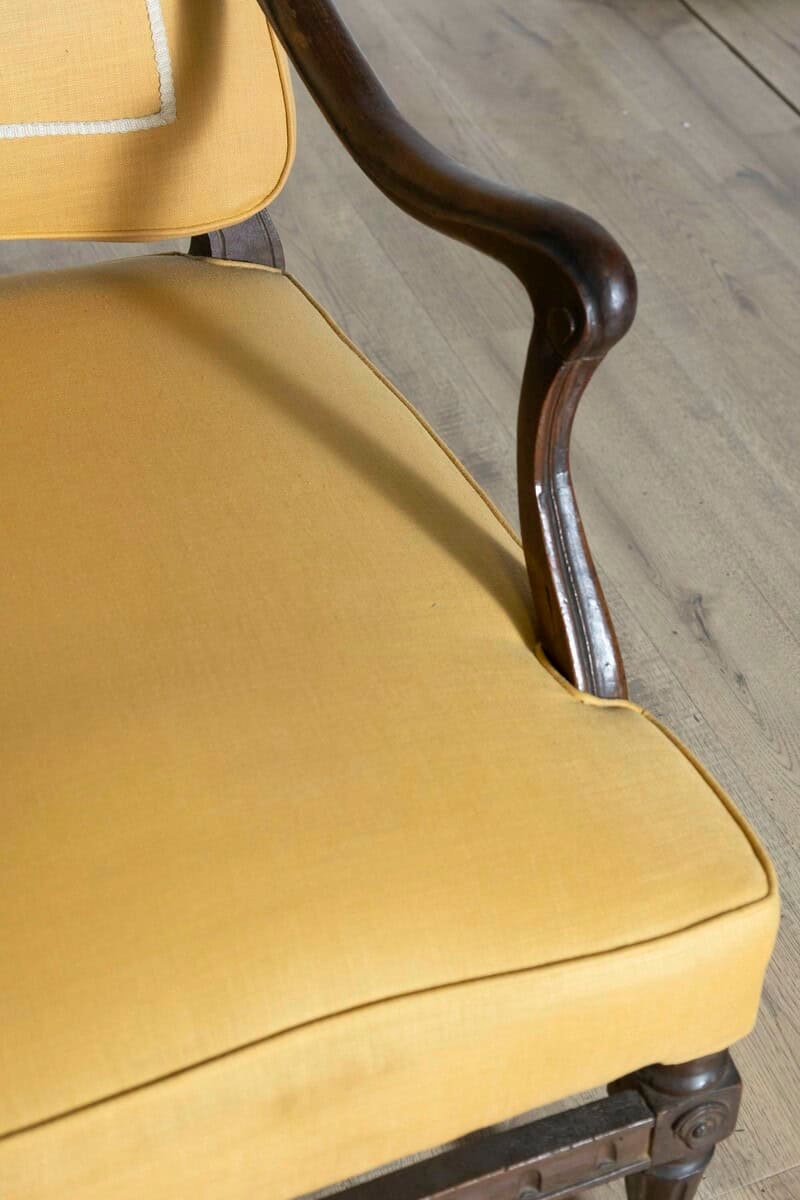 18th Century French Transition Period Walnut Armchair with Scrolling Arms - JAA