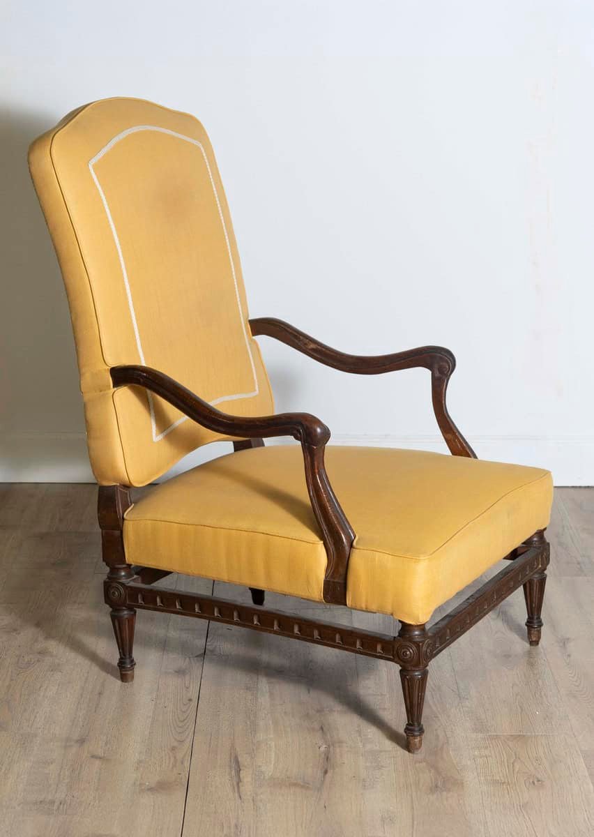 18th Century French Transition Period Walnut Armchair with Scrolling Arms - JAA