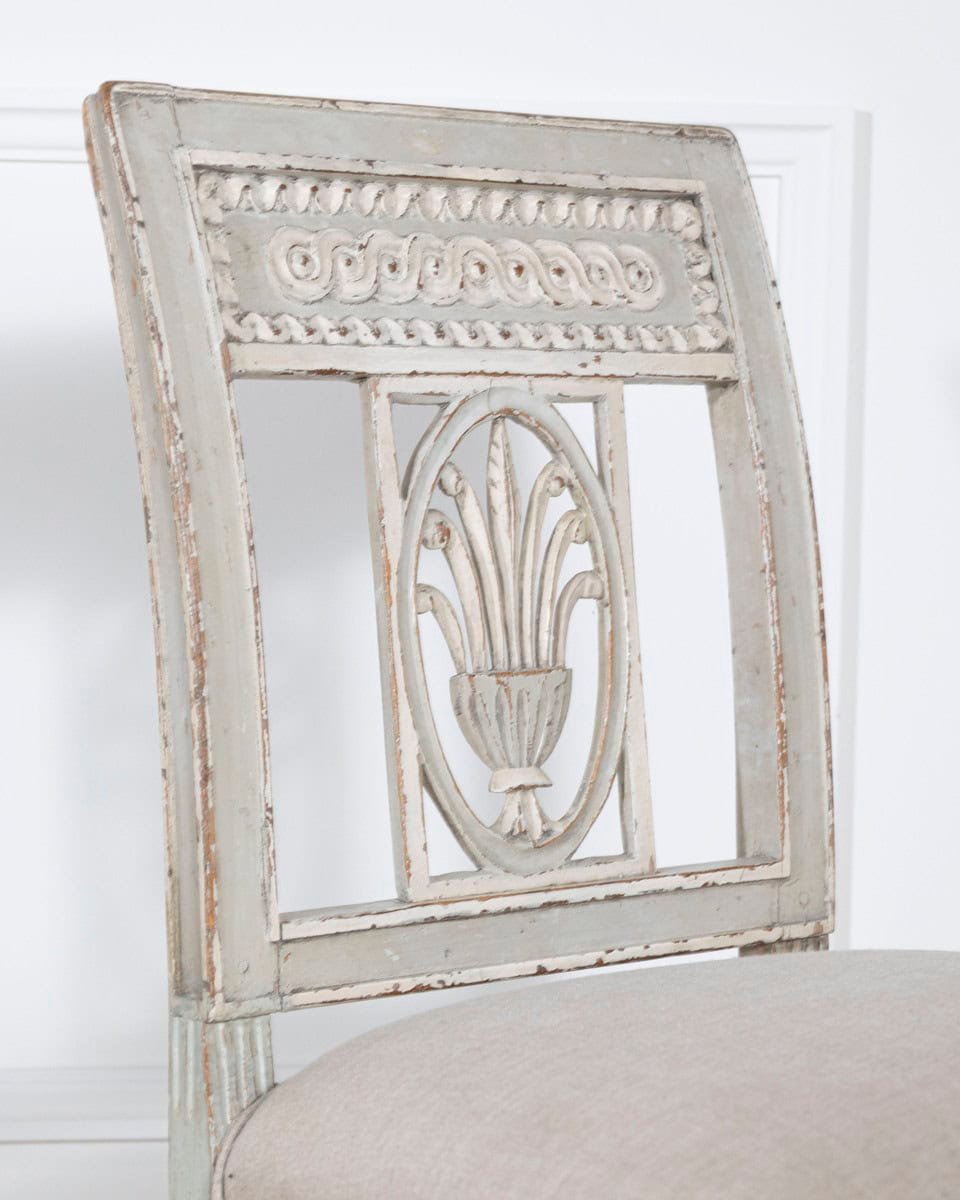Set of Six 19th Century Directoire Style Carved Wood Chairs - JAA
