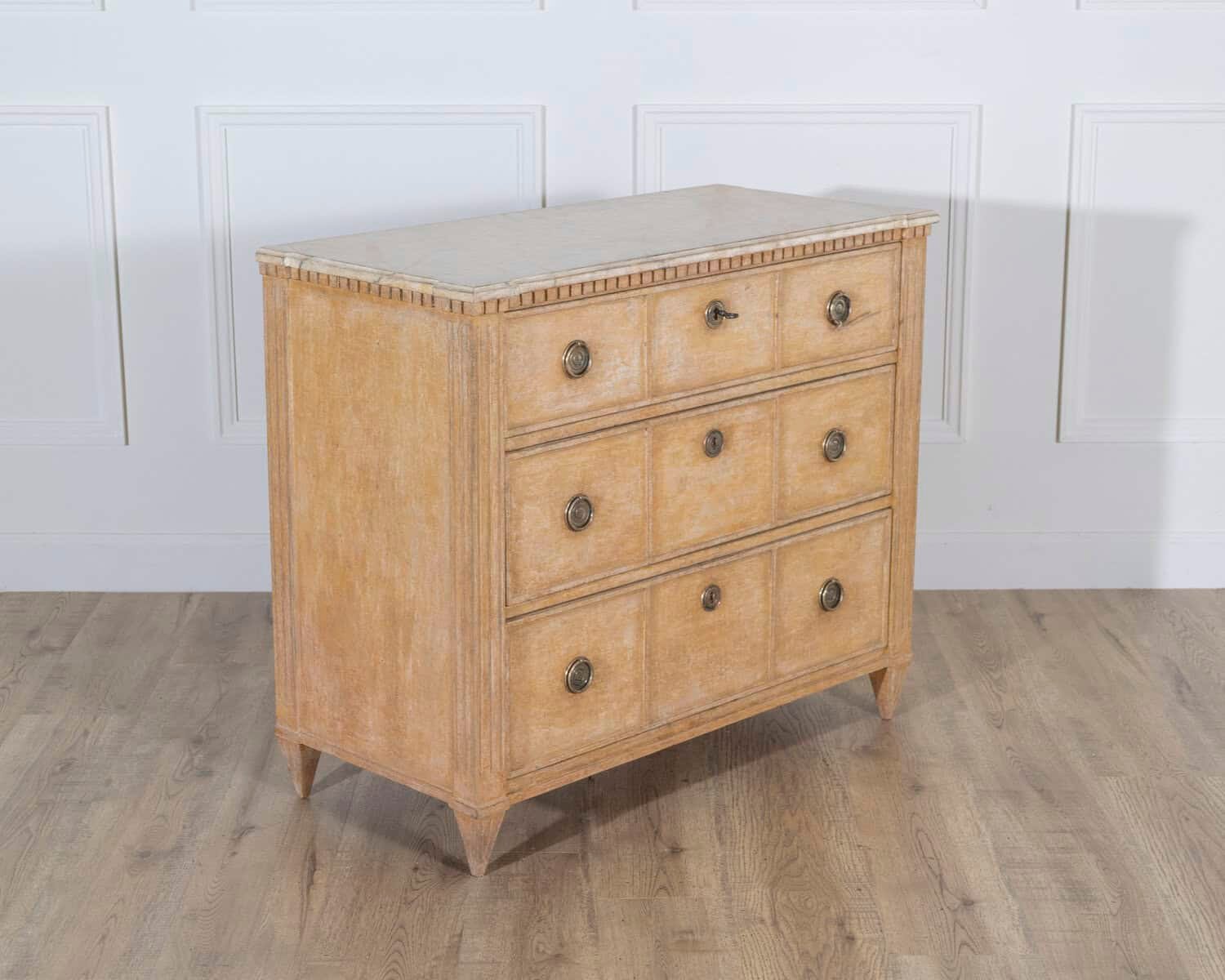 Swedish Gustavian-Style Painted Chest of Drawers in Sienna and Antique White, Circa 1890 - JAA