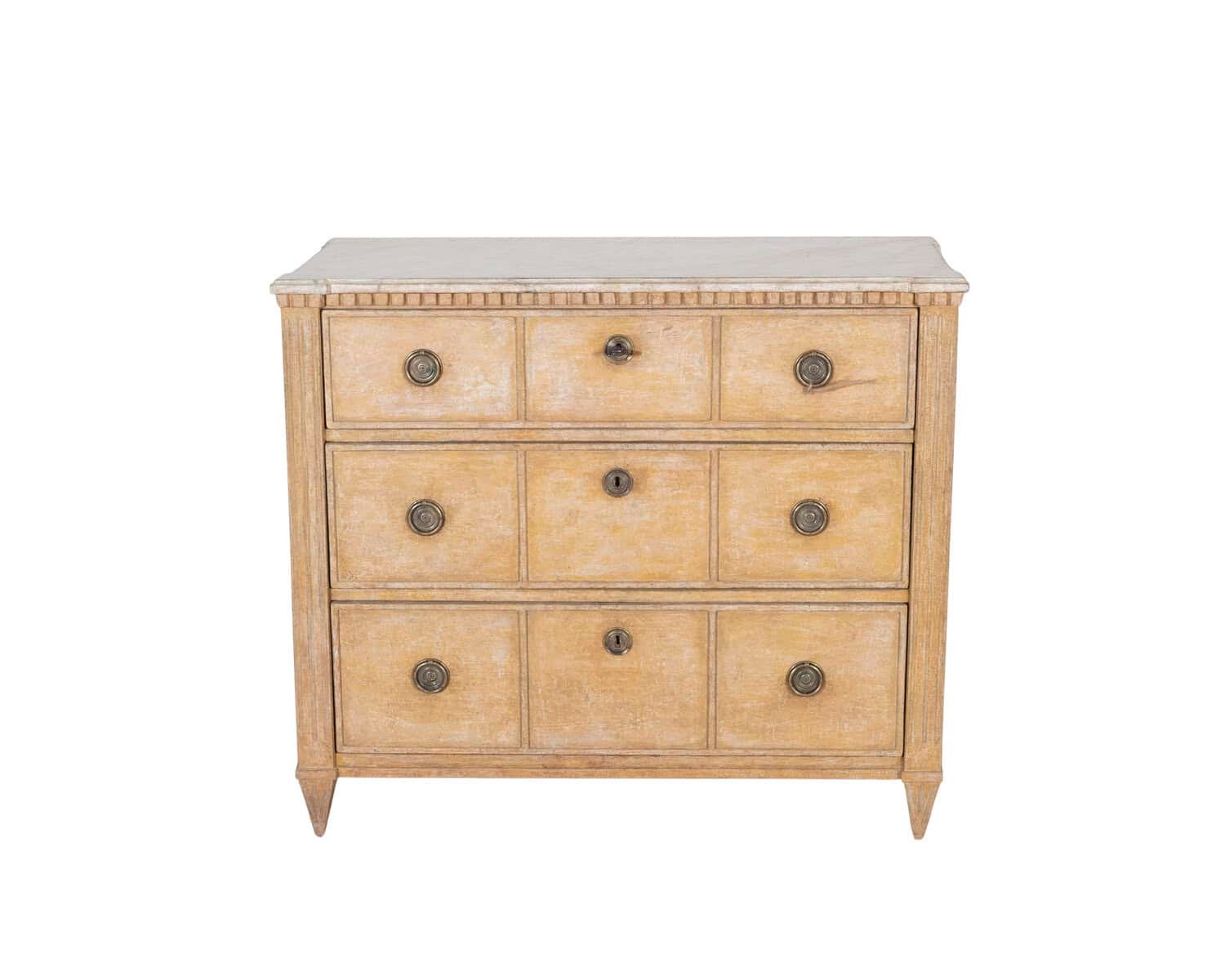Swedish Gustavian-Style Painted Chest of Drawers in Sienna and Antique White, Circa 1890 - JAA