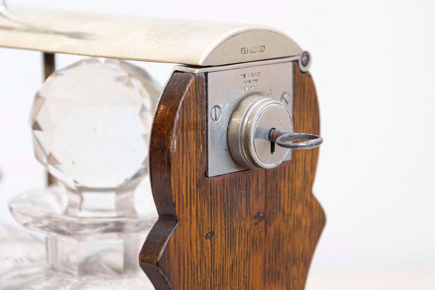 English 19th Century Victorian Locking Tantalus with Three Cut Glass Decanters - JAA