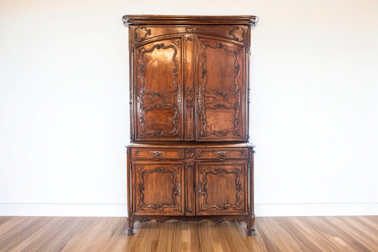 ON HOLD - French Louis XV 18th Century Cherry Buffet à Deux-Corps from the Loire Valley - JAA