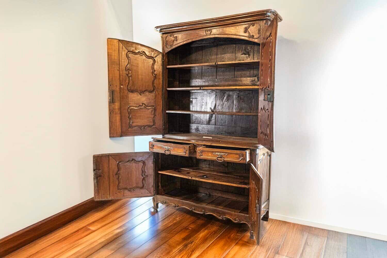 ON HOLD - French Louis XV 18th Century Cherry Buffet à Deux-Corps from the Loire Valley - JAA