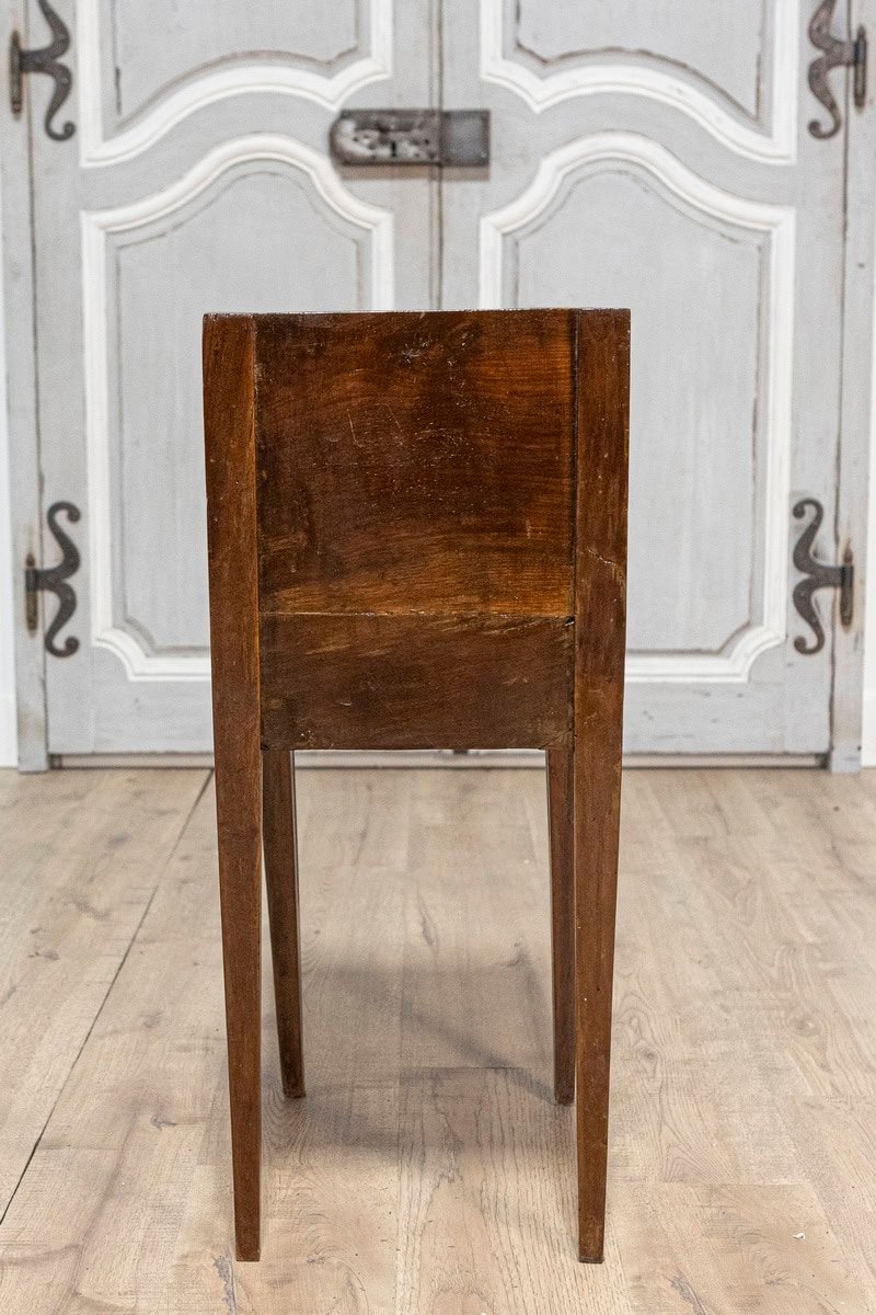 Italian 19th Century Walnut Nightstand Table with Ash Inlaid Banding - JAA