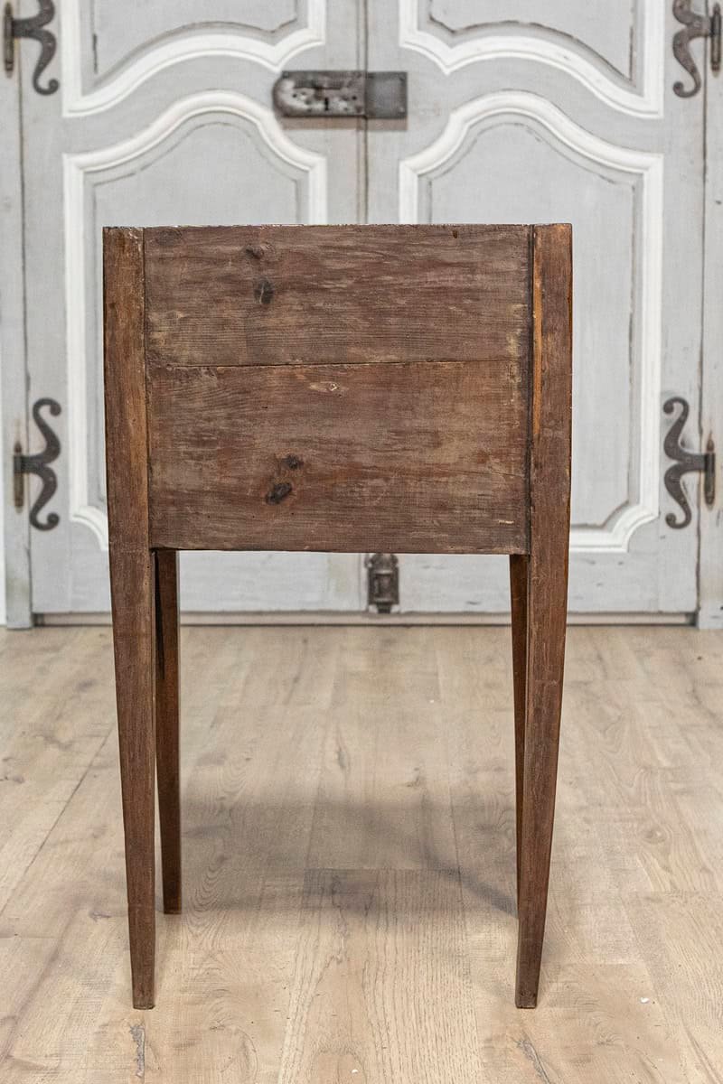 Italian 19th Century Walnut Nightstand Table with Ash Inlaid Banding - JAA