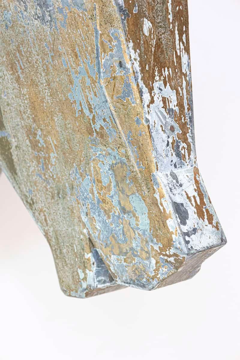 French 1890s Gilded Zinc Horse Head Sculpture with Angular Traits and Patina - JAA