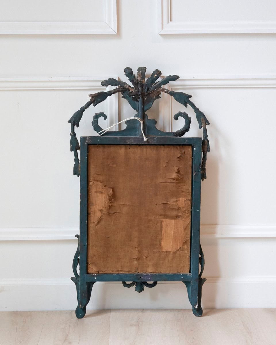 18th-Century Italian Giltwood Mirror with Carved Classical Crest - JAA
