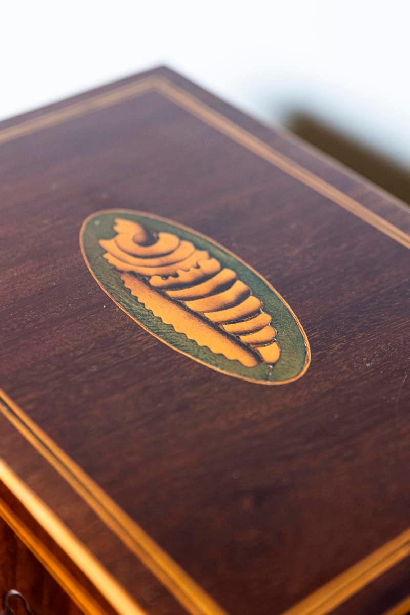 Danish 1840s Mahogany Box with Ash Shell Marquetry, Banding and Lateral Handles - JAA