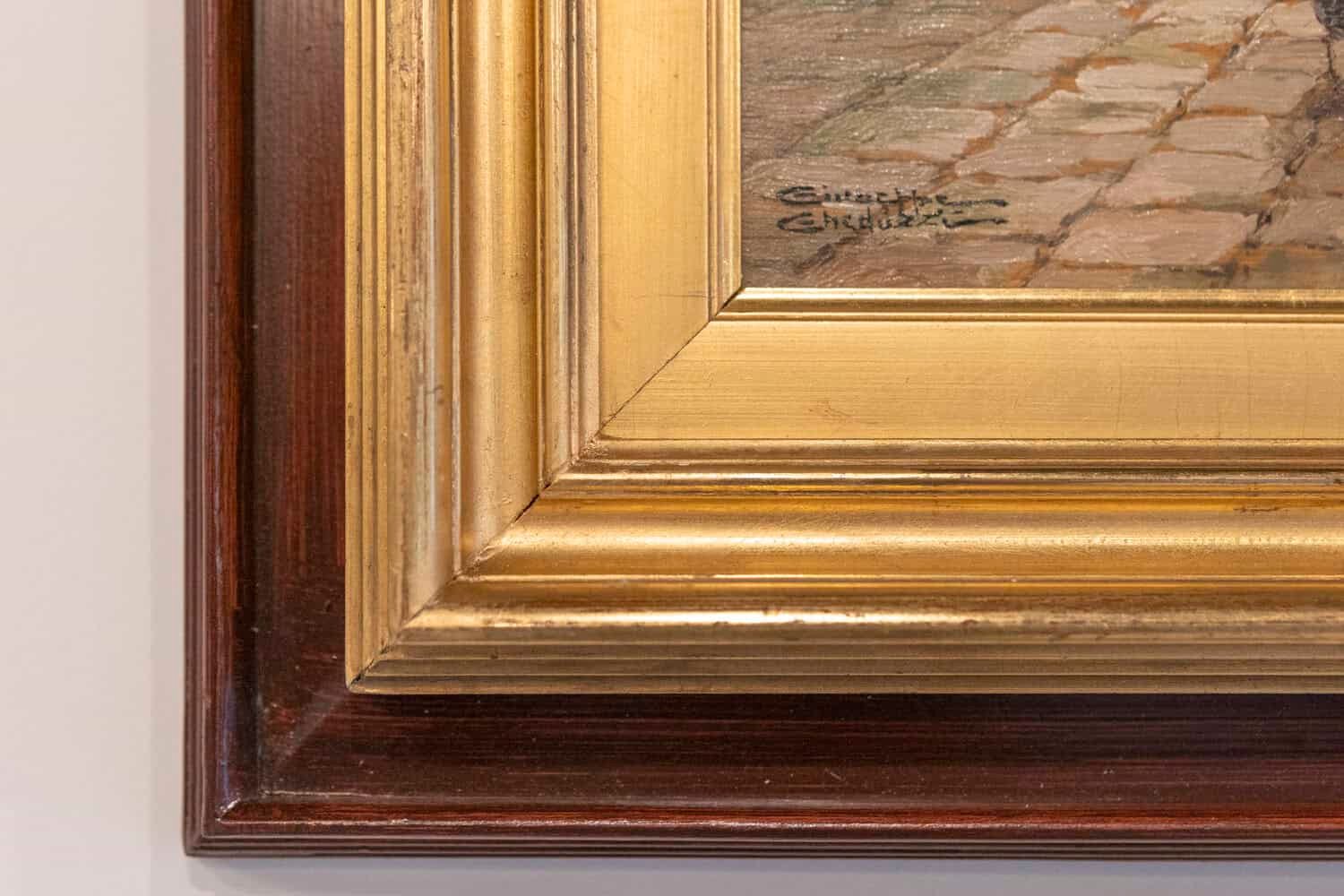 Italian Giuseppe Gheduzzi Oil on Panel Painting of Woman in Front of a Fireplace - JAA