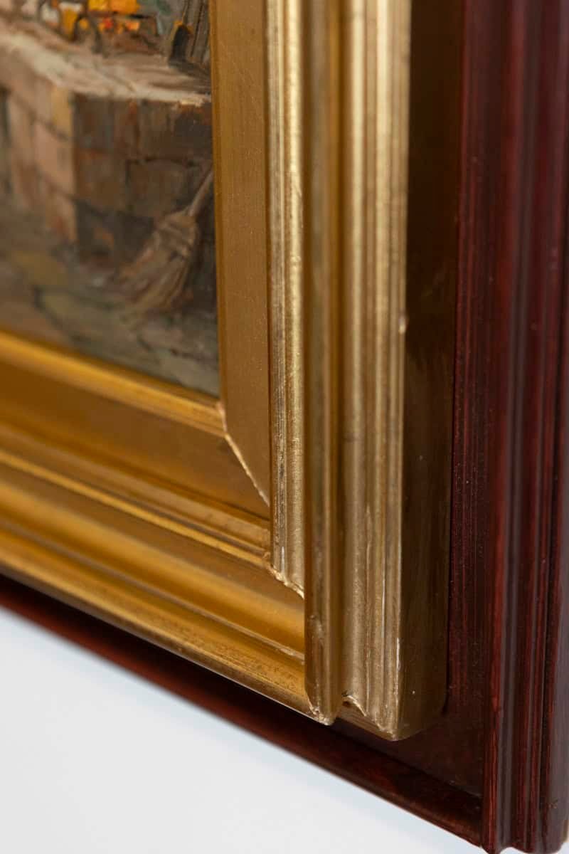 Italian Giuseppe Gheduzzi Oil on Panel Painting of Woman in Front of a Fireplace - JAA