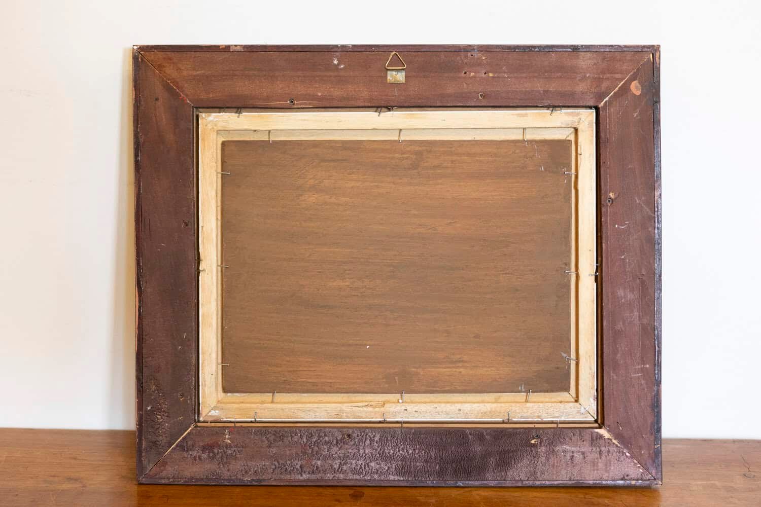 Italian Giuseppe Gheduzzi Oil on Panel Painting of Woman in Front of a Fireplace - JAA