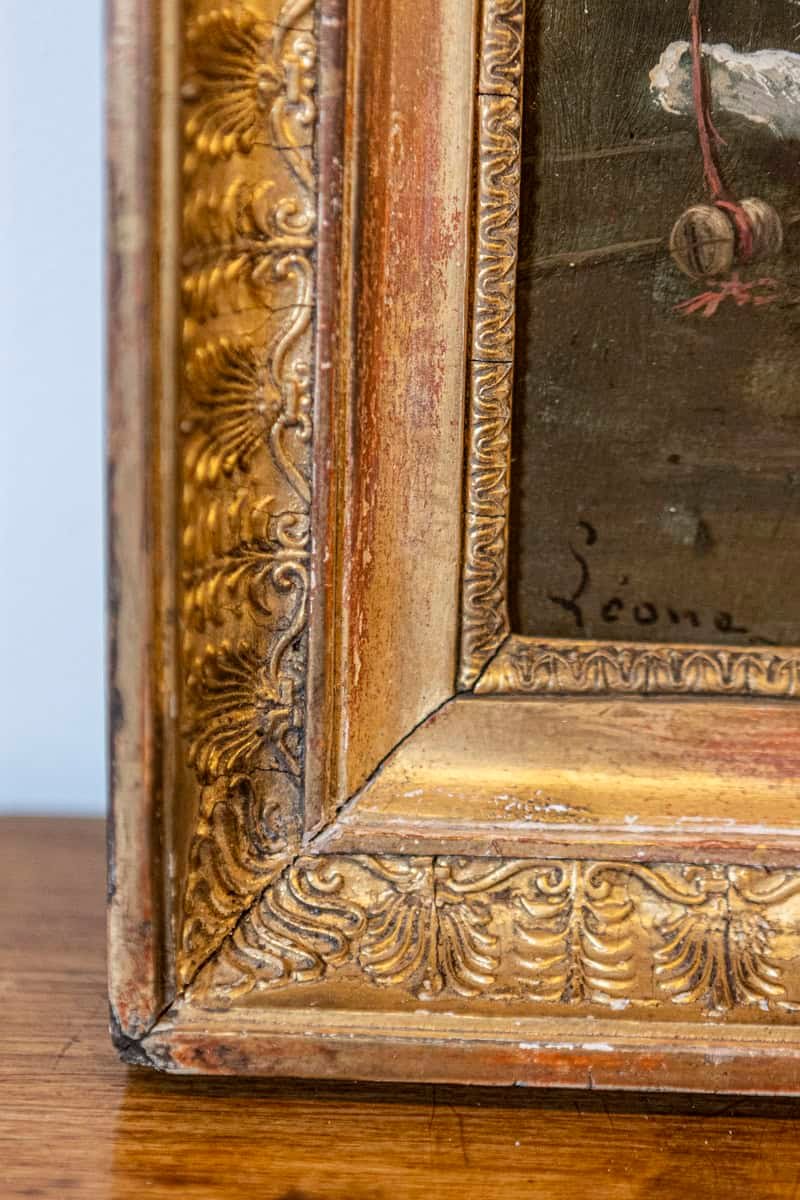 French 1890s Oil on Canvas Painting Featuring Playing Kittens in Giltwood Frame - JAA