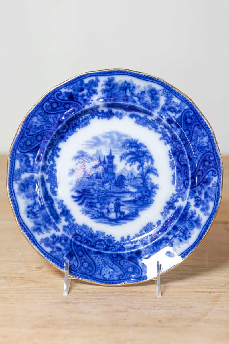 Two English Late 19th–Early 20th Century Burgess & Leigh Middleport Plates with Flow Blue Nonpareil Patterns - JAA