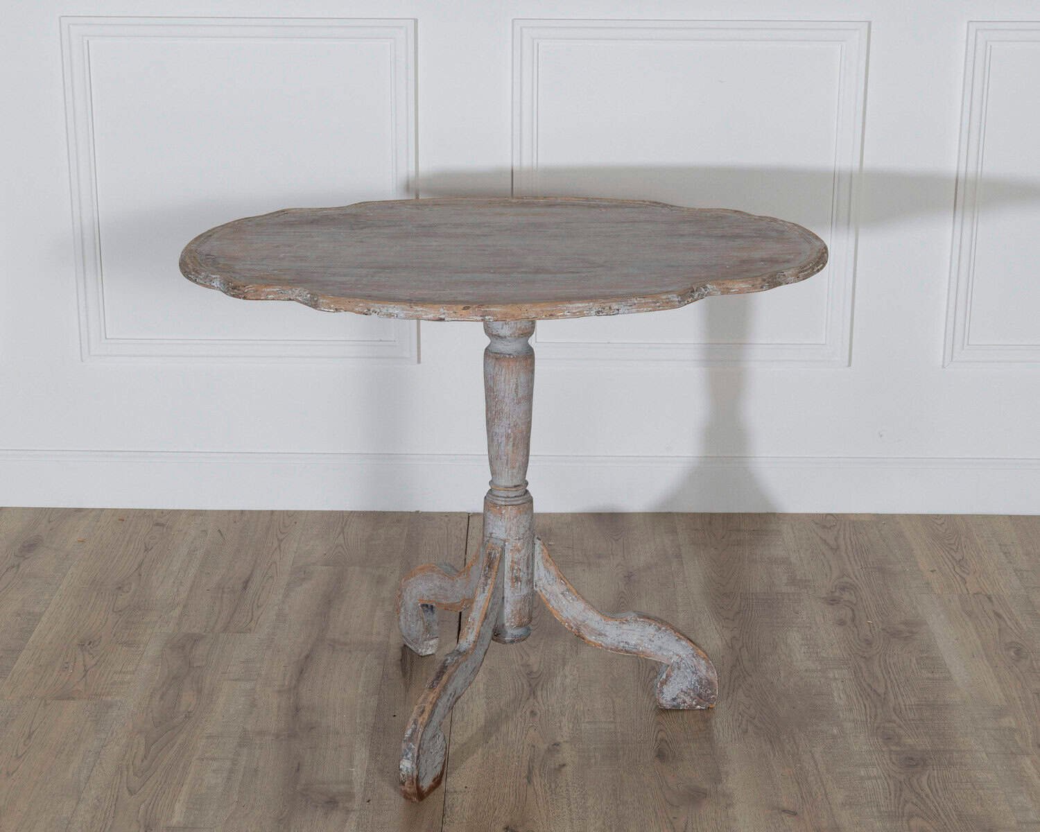 18th Century Swedish Rococo Tilt-Top Table with Original Black Back - JAA