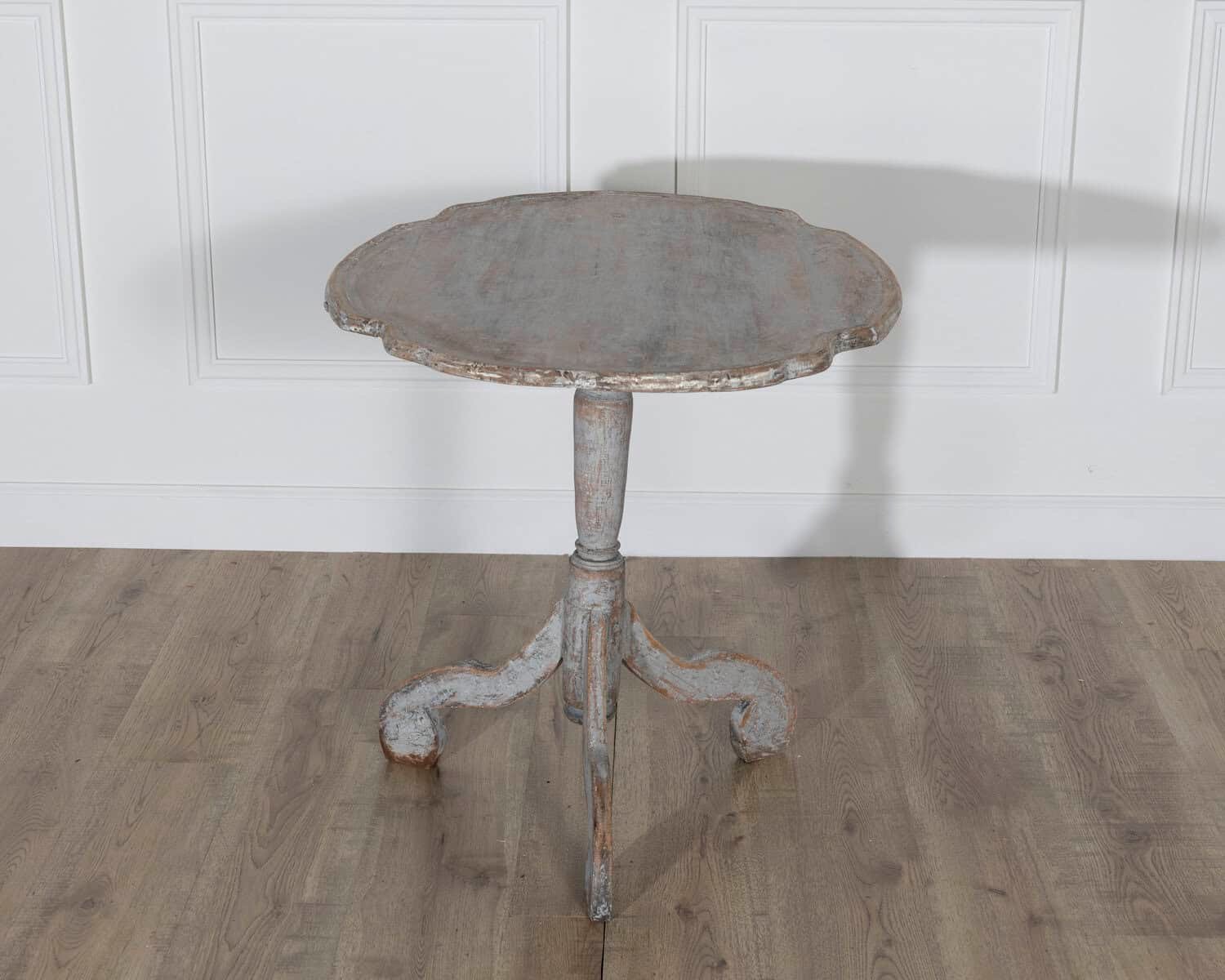 18th Century Swedish Rococo Tilt-Top Table with Original Black Back - JAA