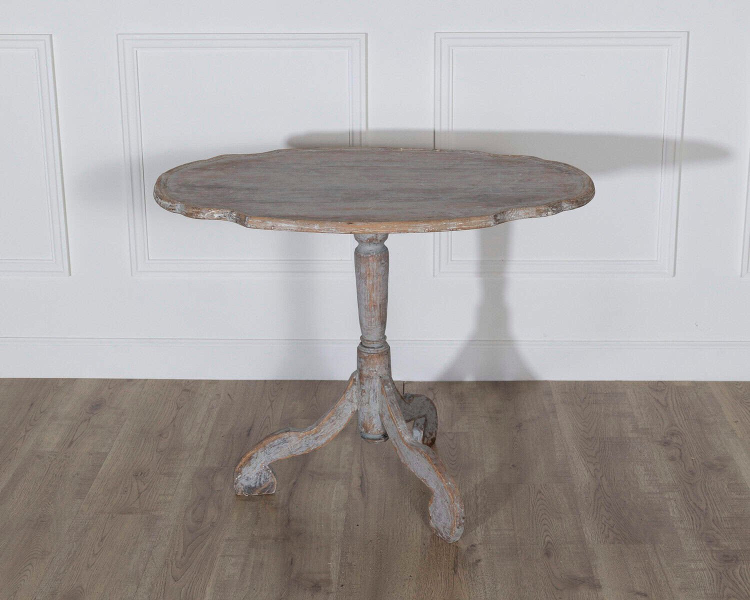 18th Century Swedish Rococo Tilt-Top Table with Original Black Back - JAA