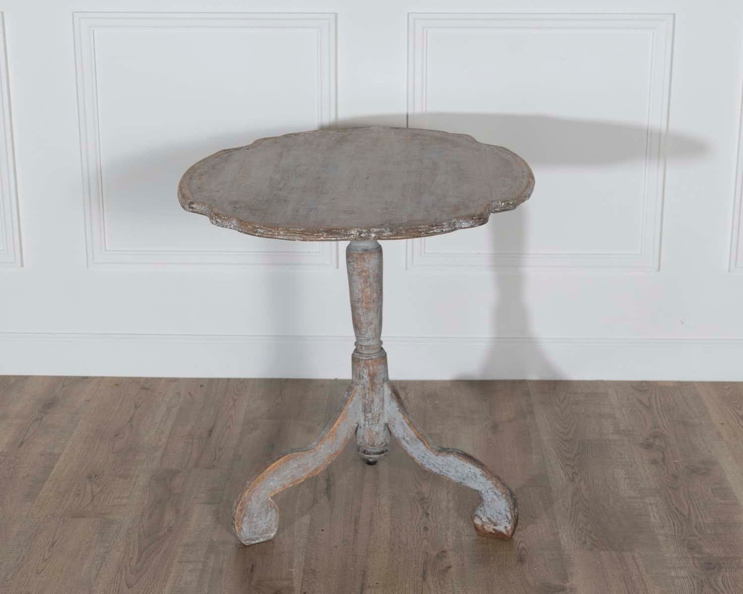 18th Century Swedish Rococo Tilt-Top Table with Original Black Back - JAA