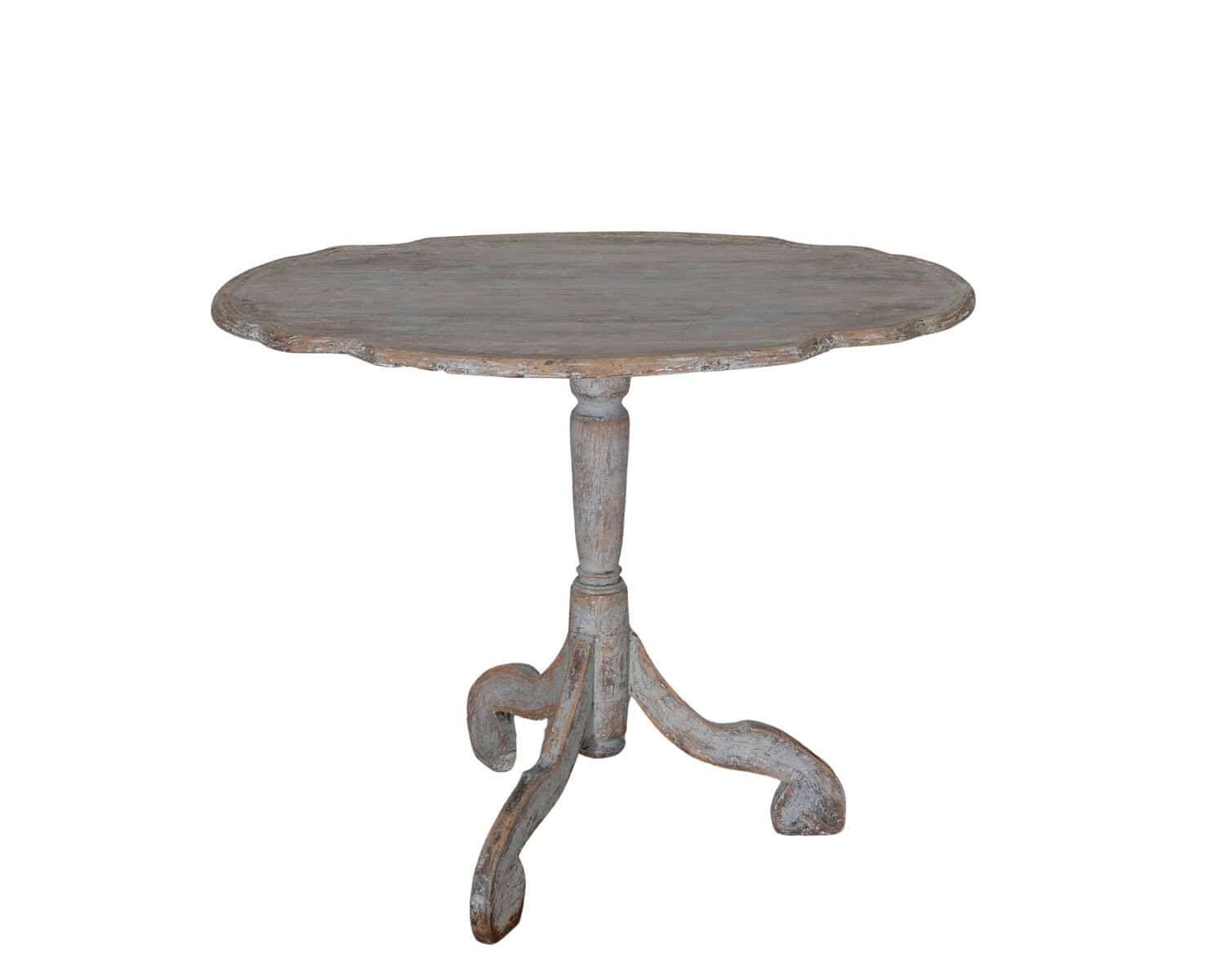 18th Century Swedish Rococo Tilt-Top Table with Original Black Back