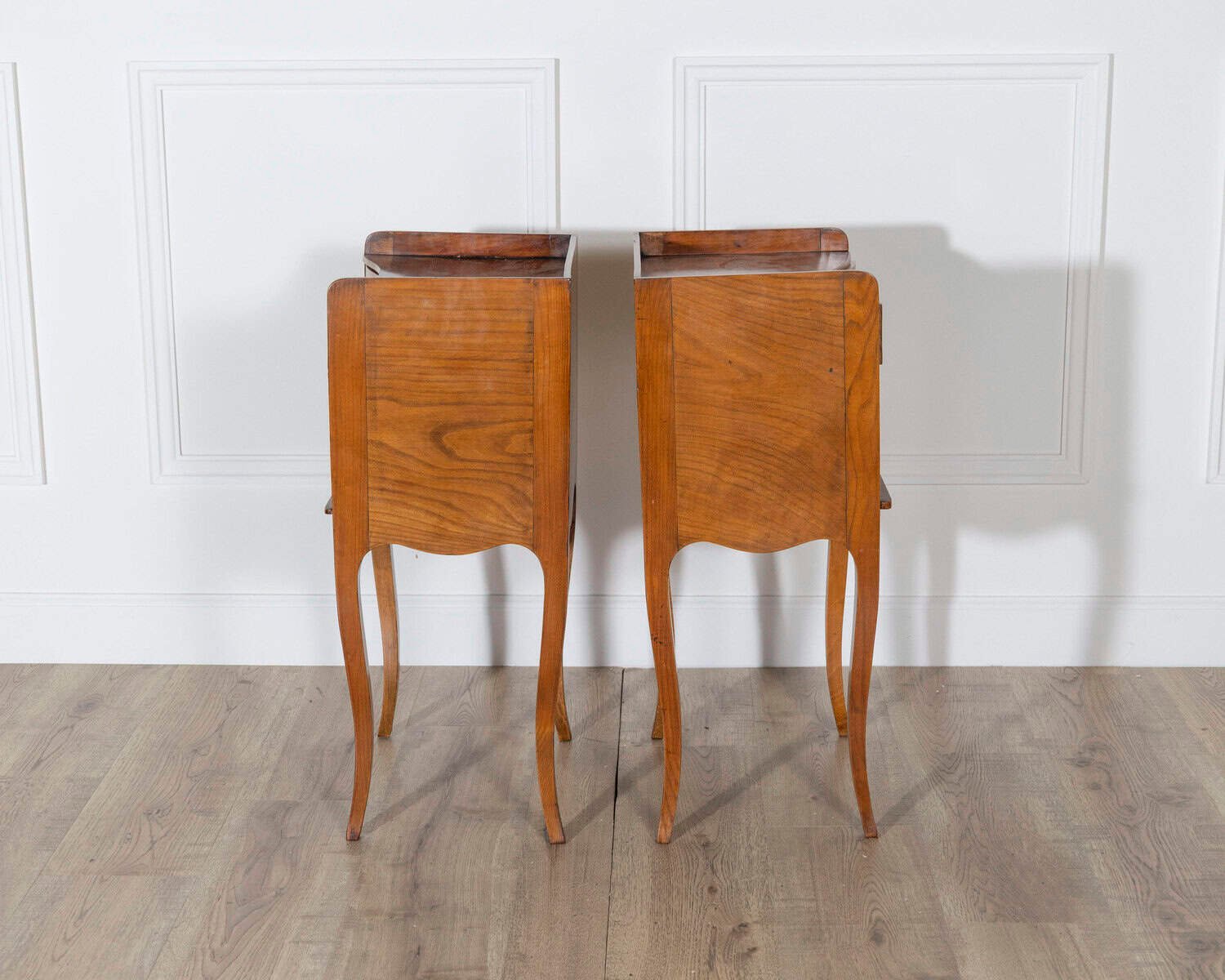 Pair of Louis XV Style Cherry Bedside Tables with Drawer and Niche - JAA