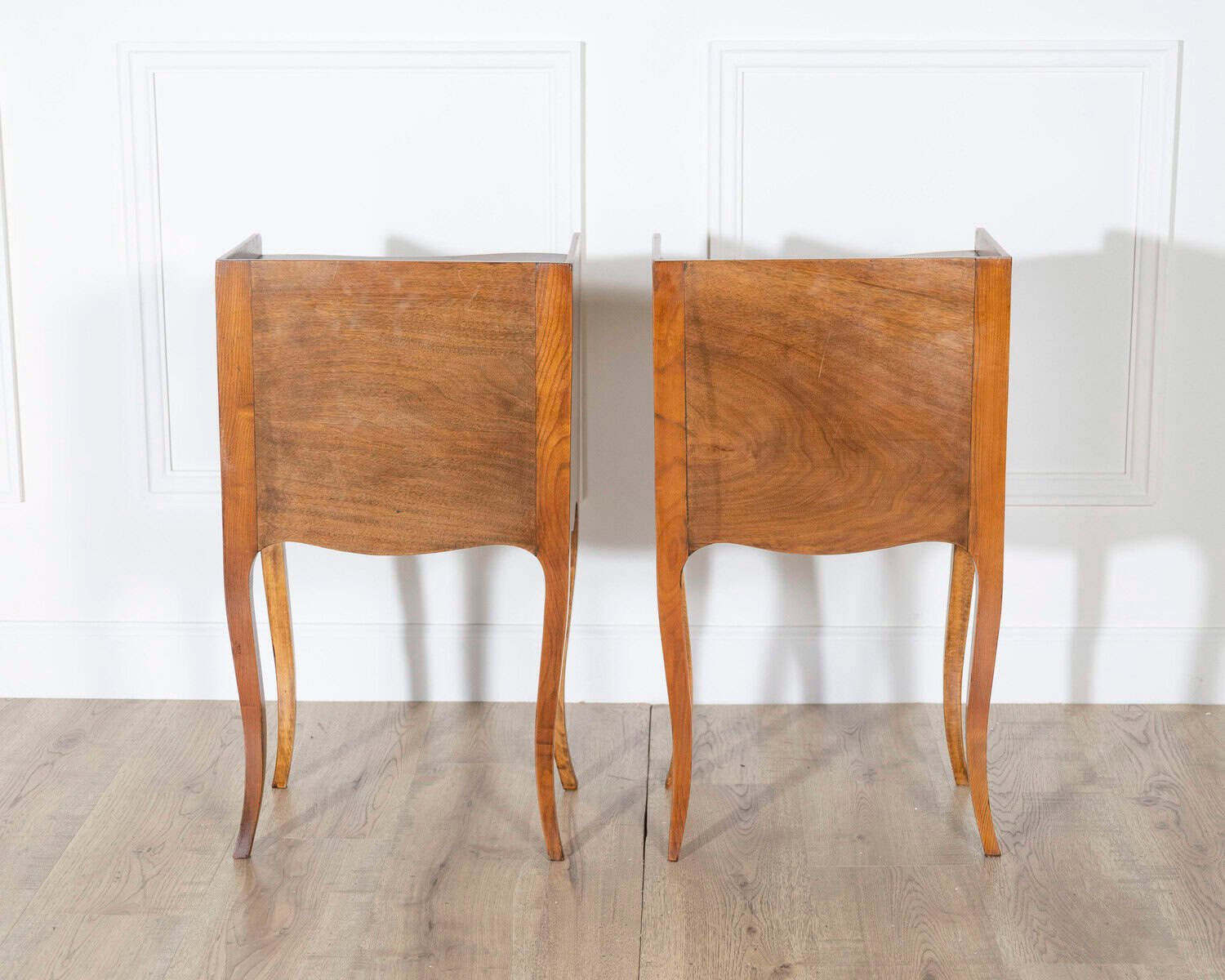 Pair of Louis XV Style Cherry Bedside Tables with Drawer and Niche - JAA