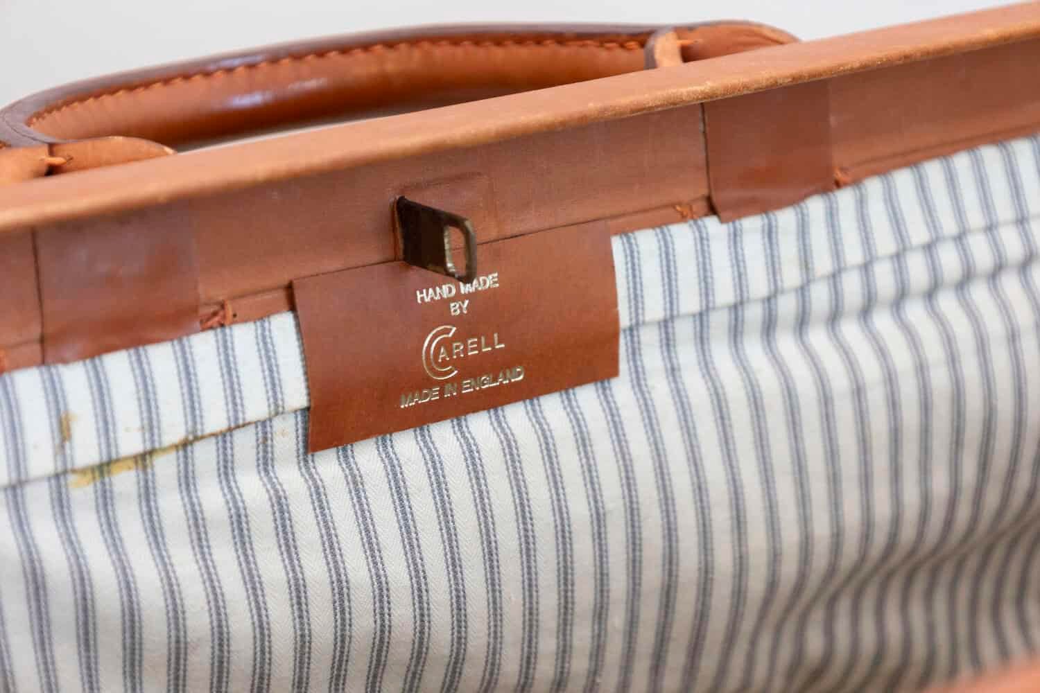 English Mid-20th Century Brown Leather Case with Brass Hardware - JAA