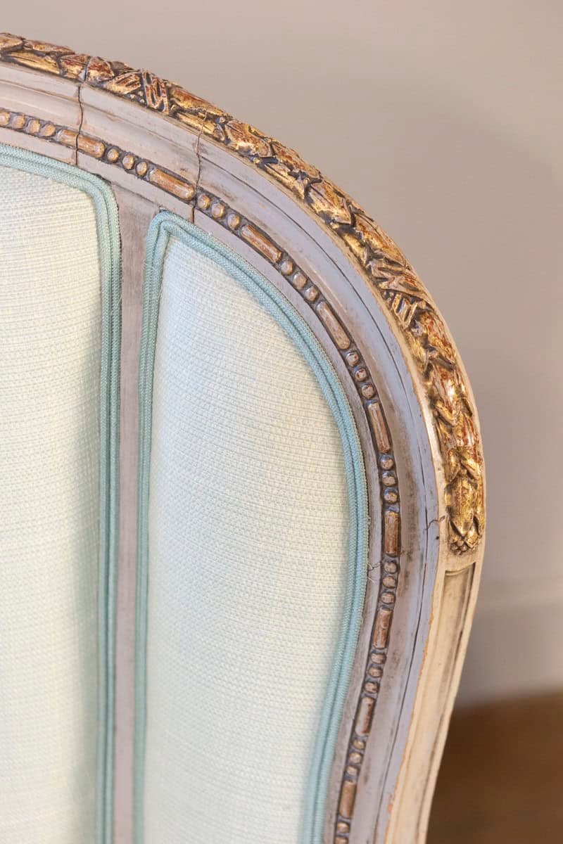 Pair of French Louis XVI Style 1900s Painted and Parcel-Gilt Bergères Chairs - JAA