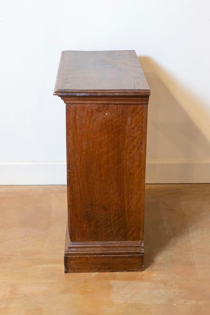 Italian 1840s Bedside Chest with Four Drawers, Burl Panels and Bracket Feet - JAA